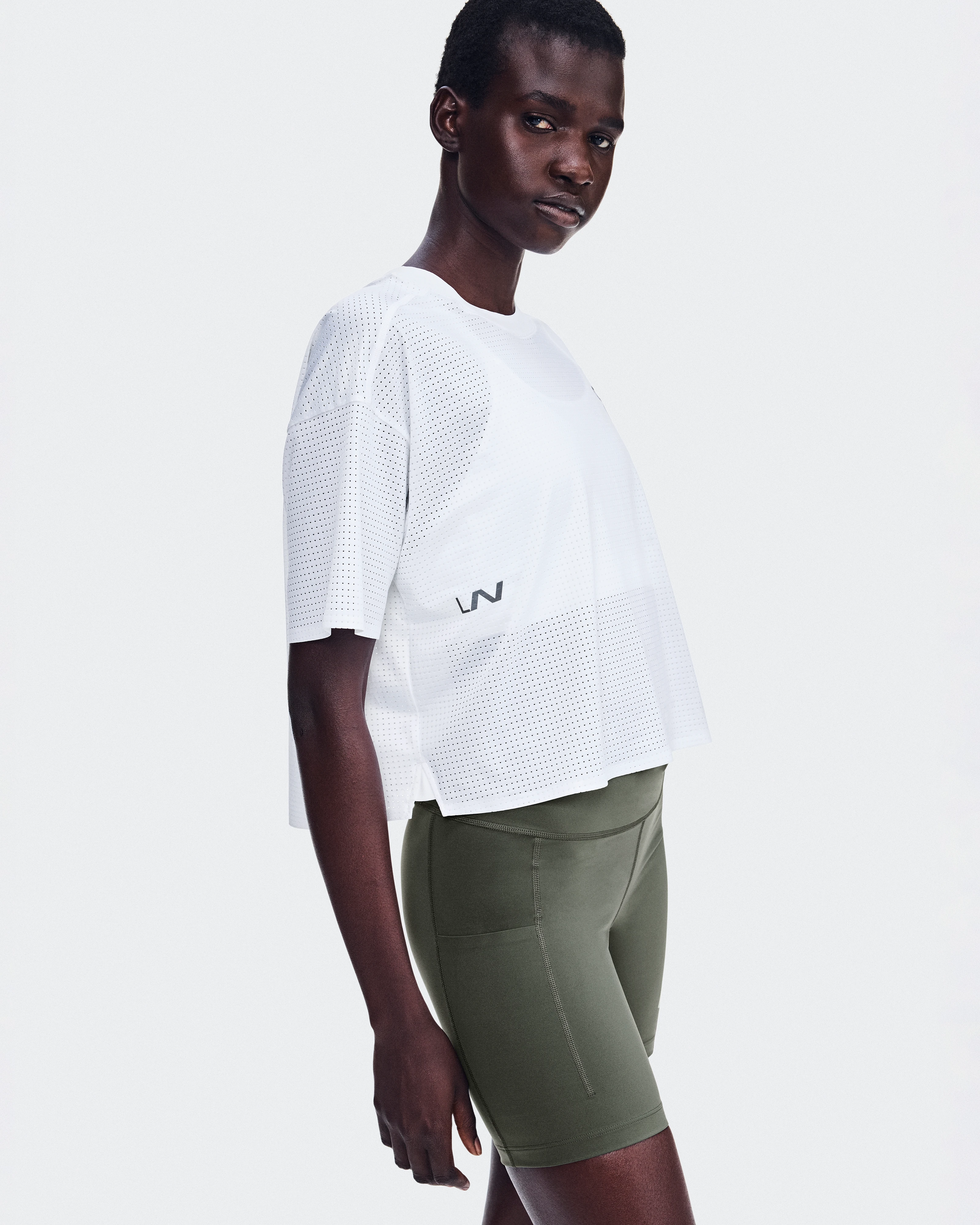 On Cropped Run-T LN1 White Unisexe Hauts et t-shirts