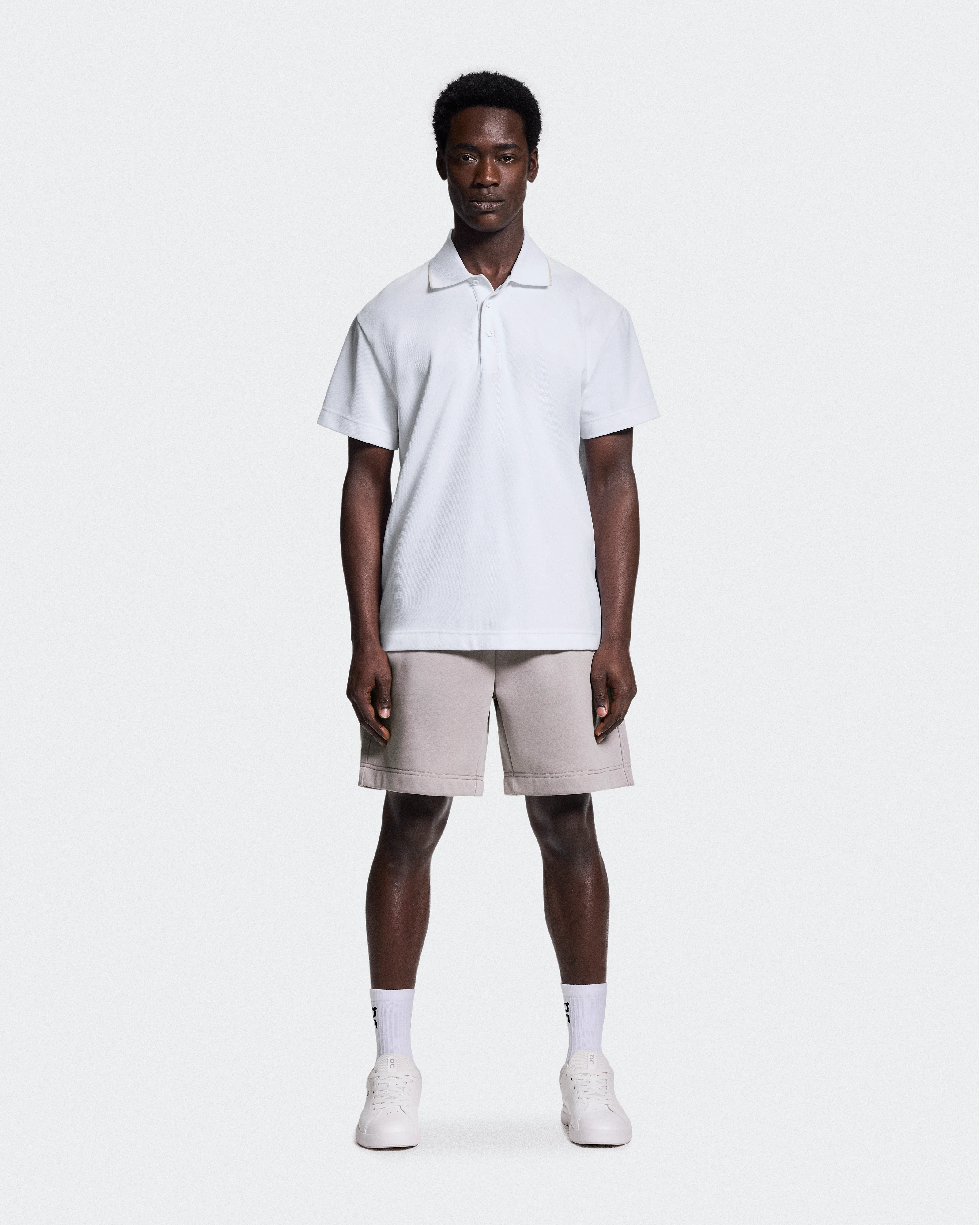 On Courtside Polo White & Sand Homme Hauts et t-shirts