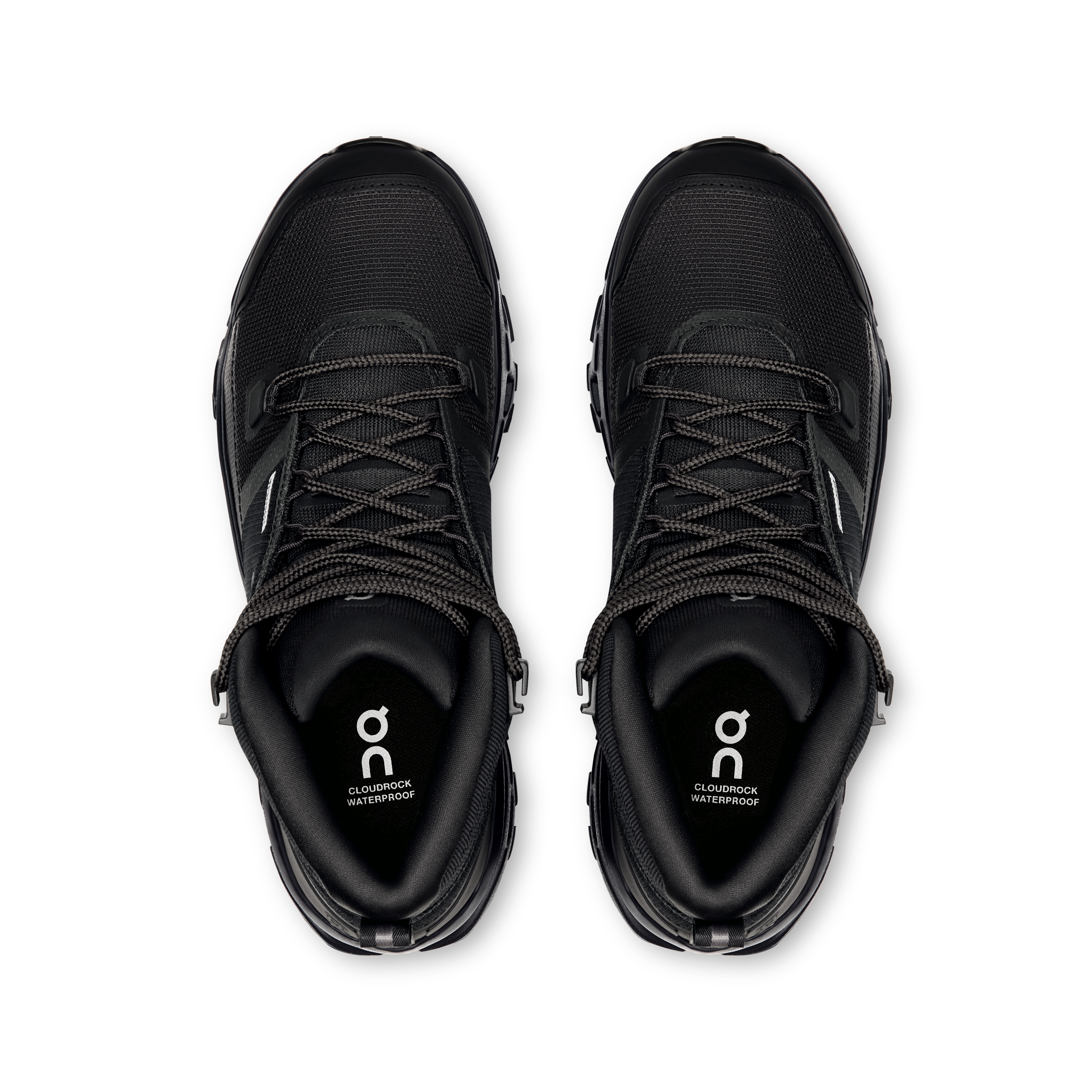 On Cloudrock Mid Waterproof Black & Black Femme Randonnée Chaussures