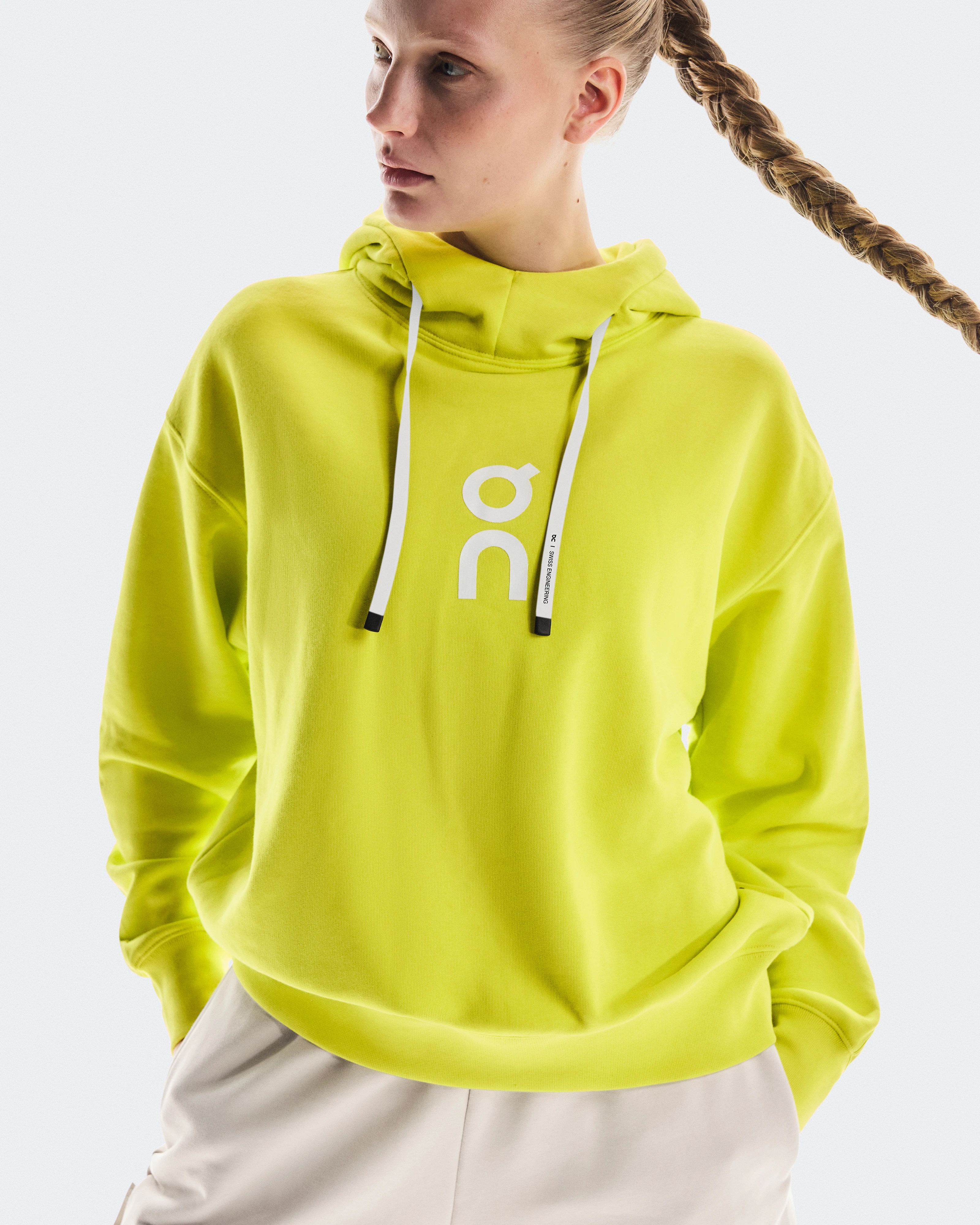 On Club Hoodie Lime Femme Sweats à capuche et sweats