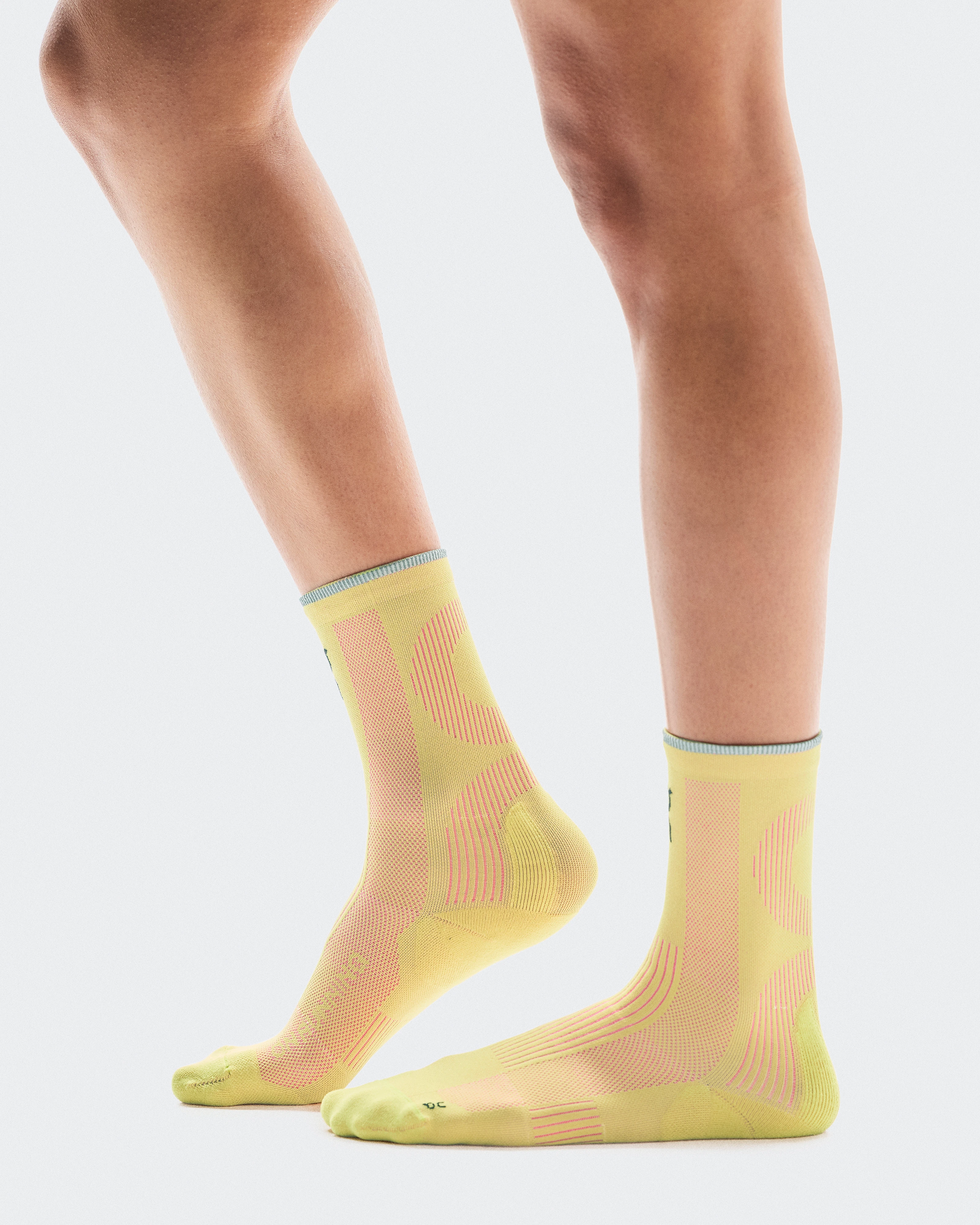 On Elite Run Sock High Limelight & Pink Unisexe Chaussettes