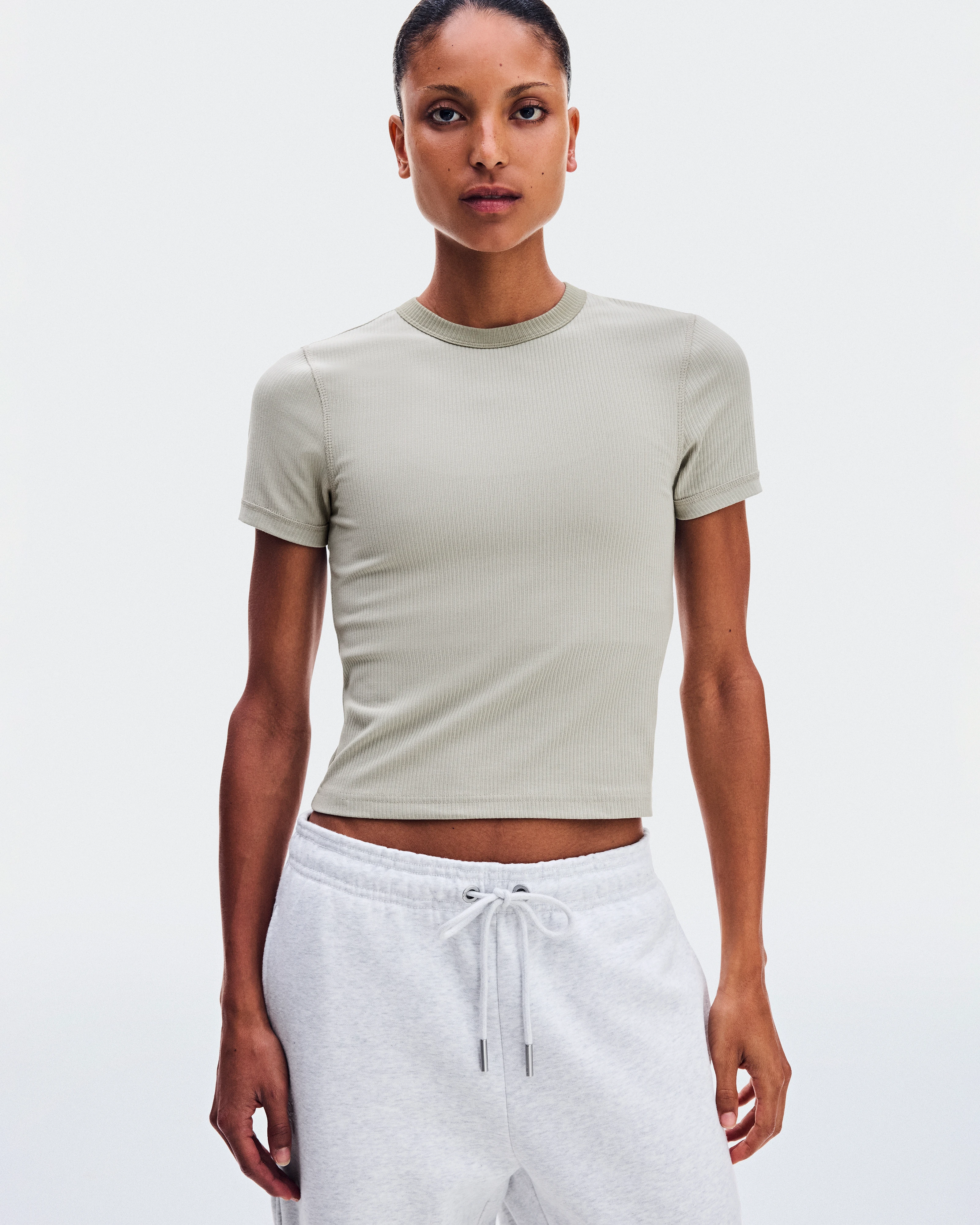 On All-Day Ribbed T-Shirt Brume Femme Hauts et t-shirts