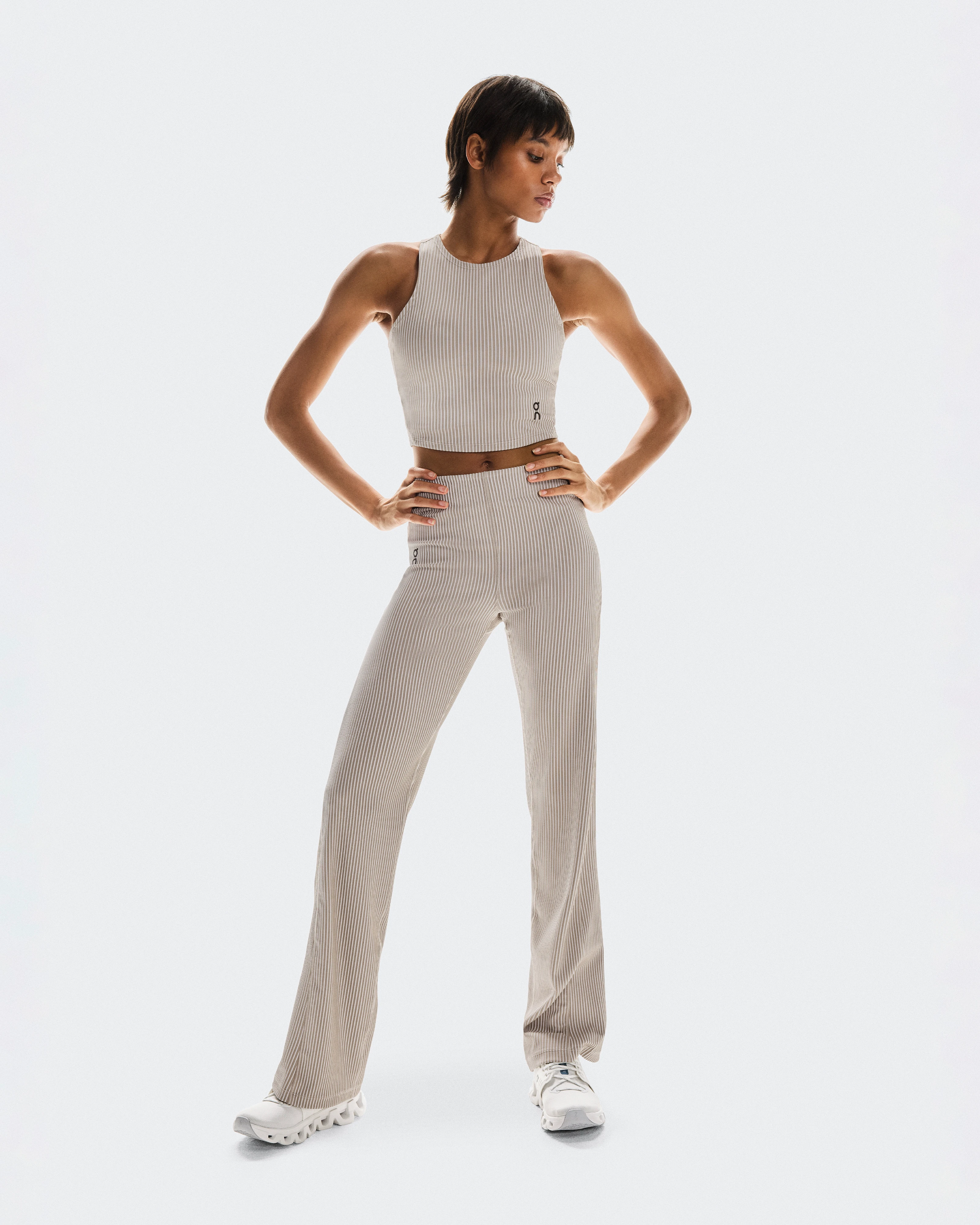 On All-Day Ribbed Pants Desert & White Femme Pantalons