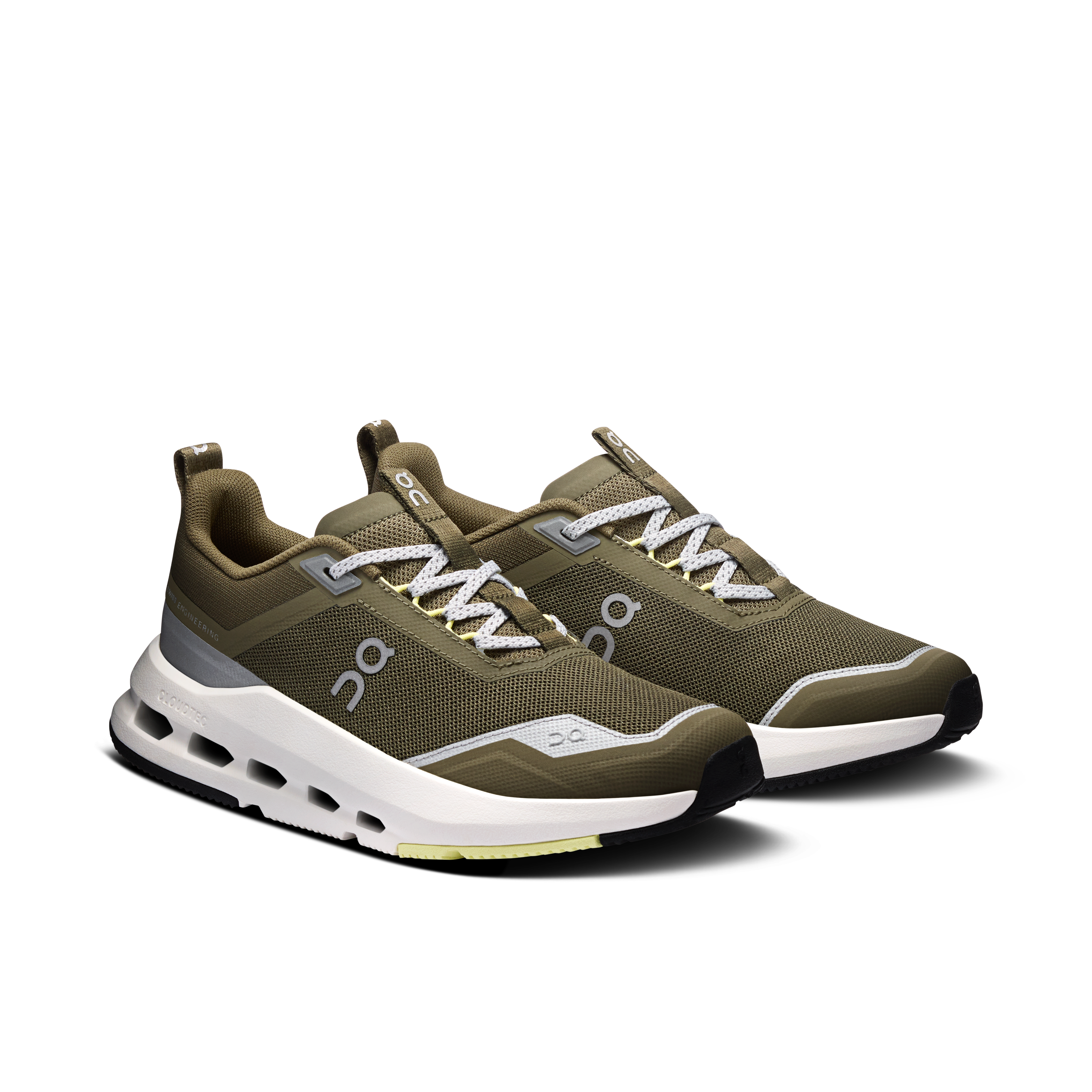 On Cloudnova Youth Olive & Limelight Ados Active Life Chaussures