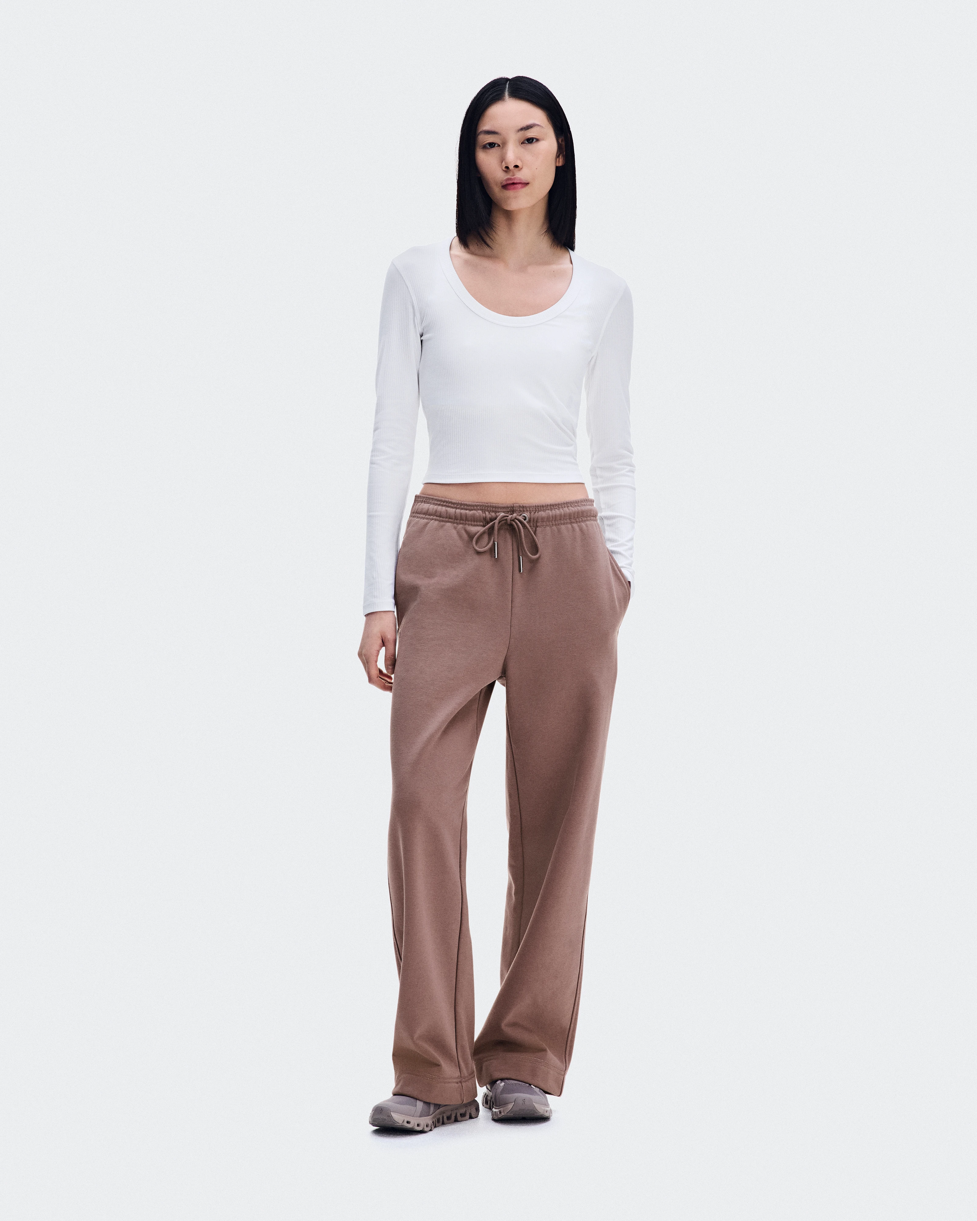 On All-Day Ribbed Long-T White Femme Hauts et t-shirts