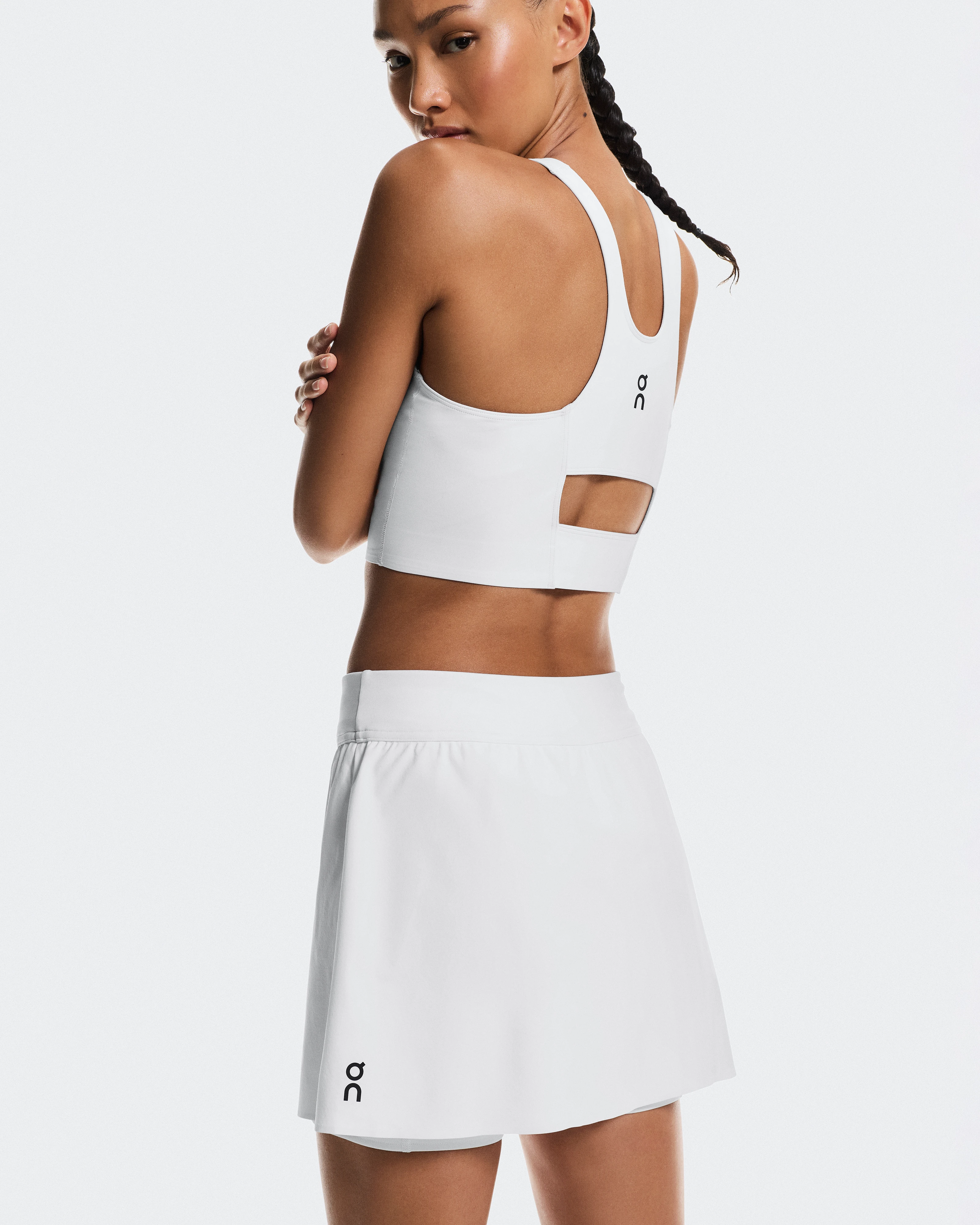 On Court Skirt Split Edge White & Black Femme Jupes