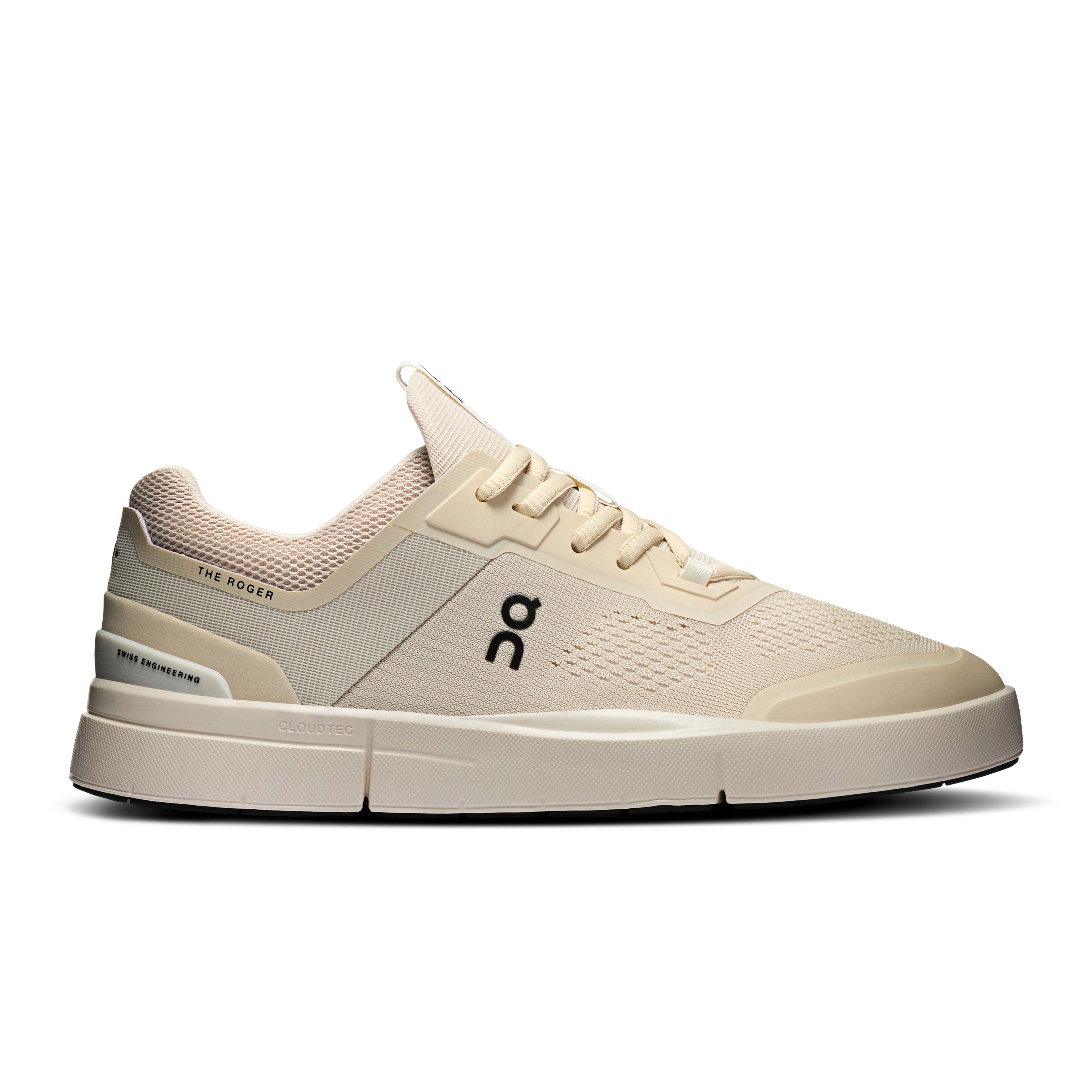 On THE ROGER Spin Sand & Ivory Femme – Quotidien, inspiration tennis, empeigne mesh Chaussures