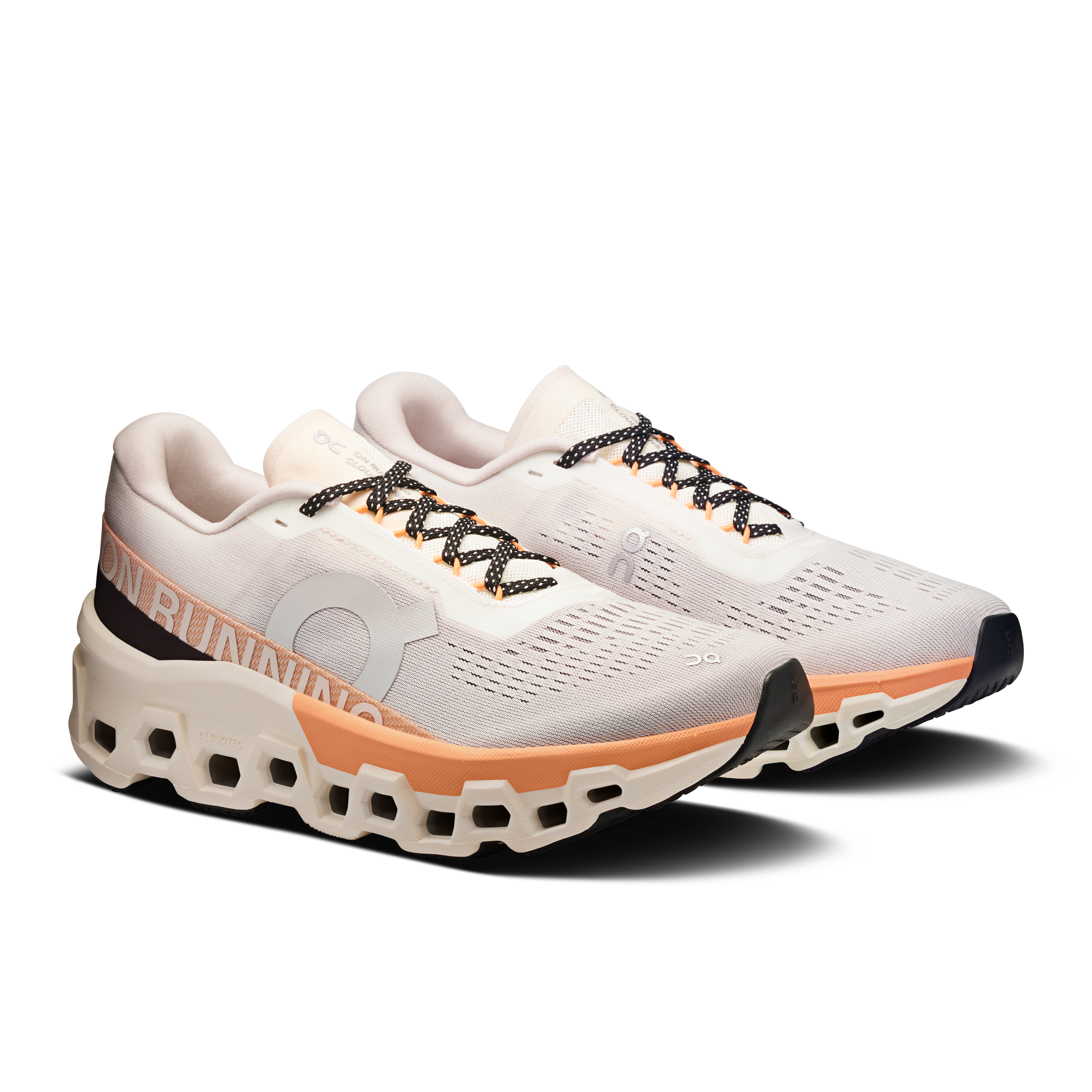 On Cloudmonster 2 Ivory & Tangerine Femme Running sur route Chaussures