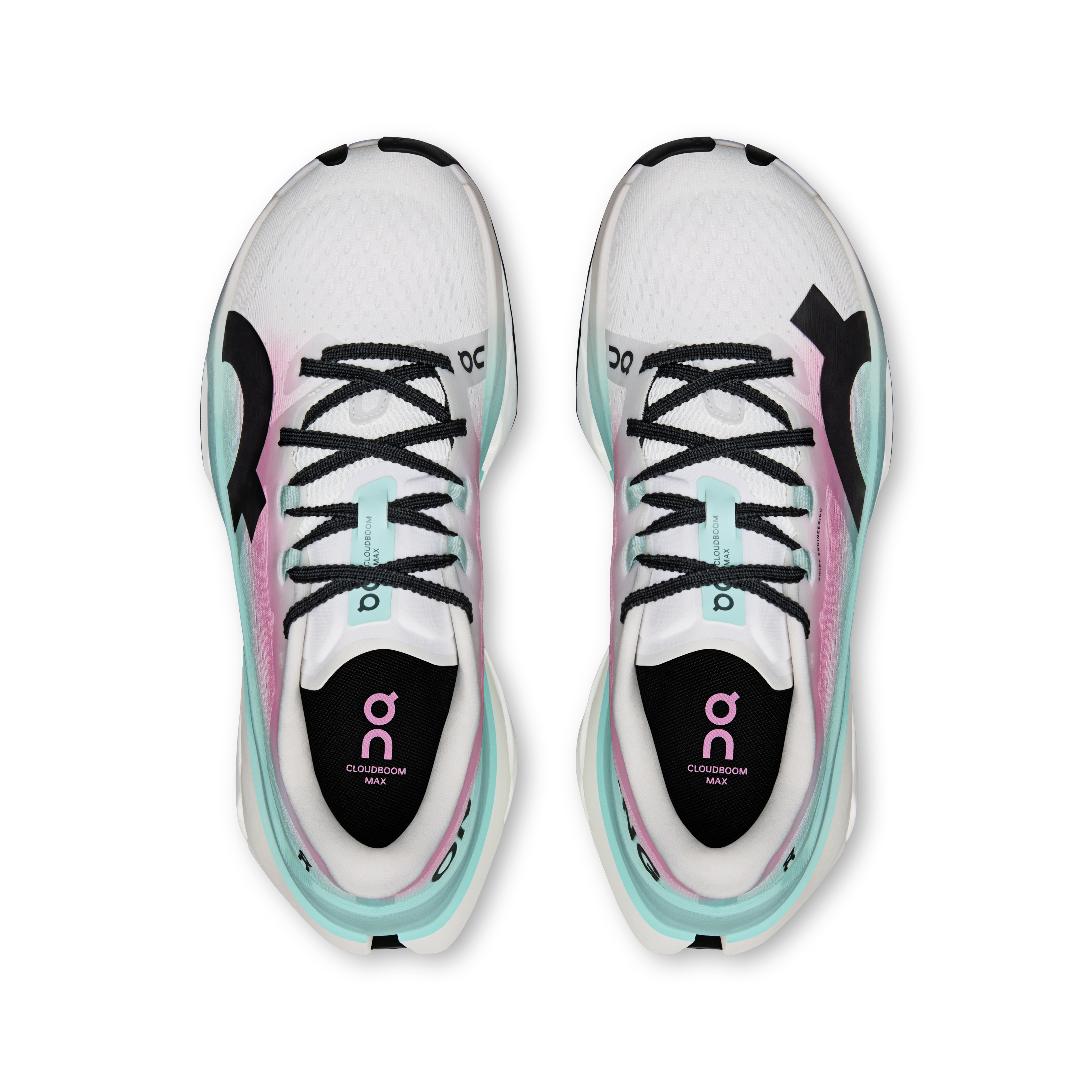 On Cloudboom Max White & Celeste Femme Running sur route Chaussures