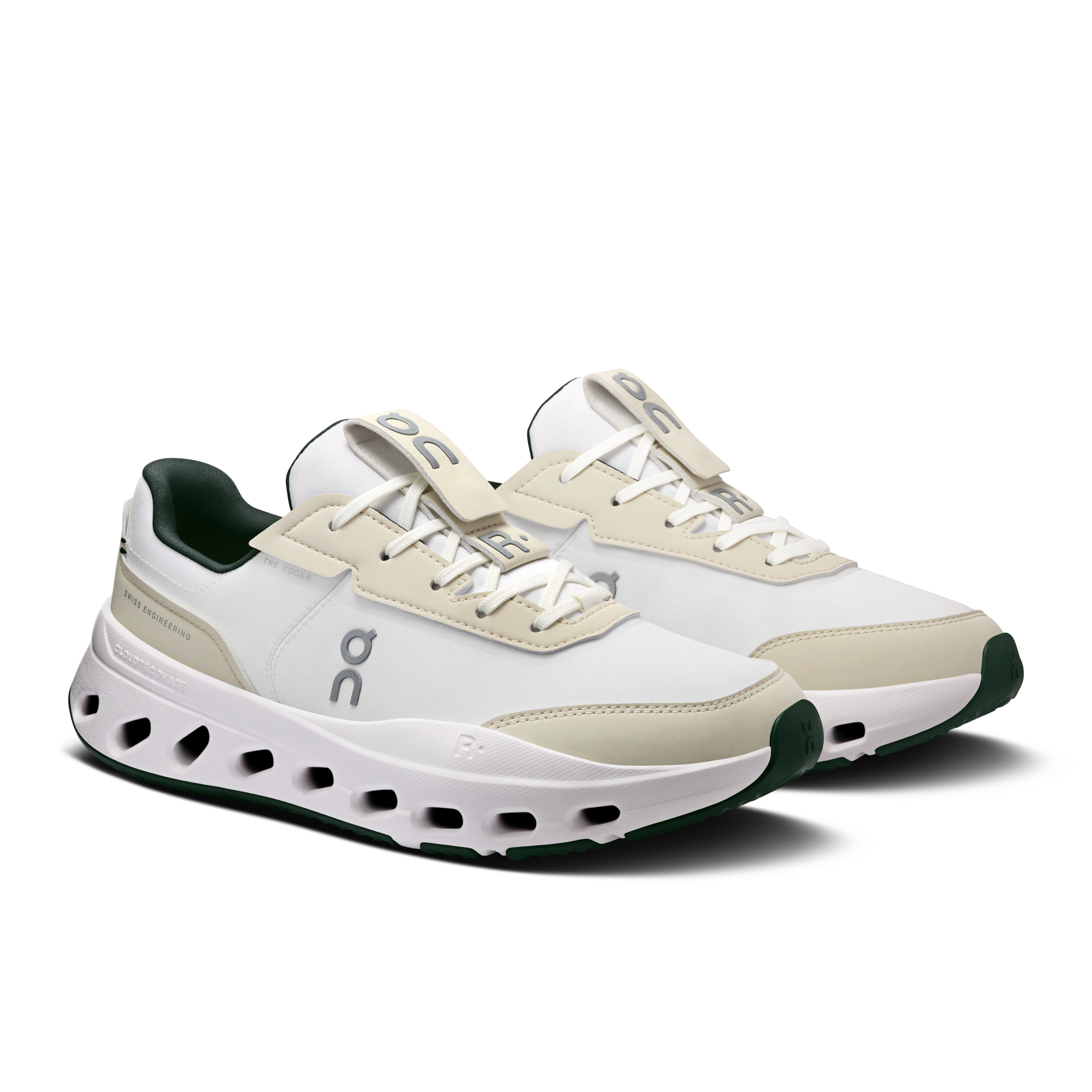 On THE ROGER Wildcard Ivory & Evergreen Femme Tennis Chaussures