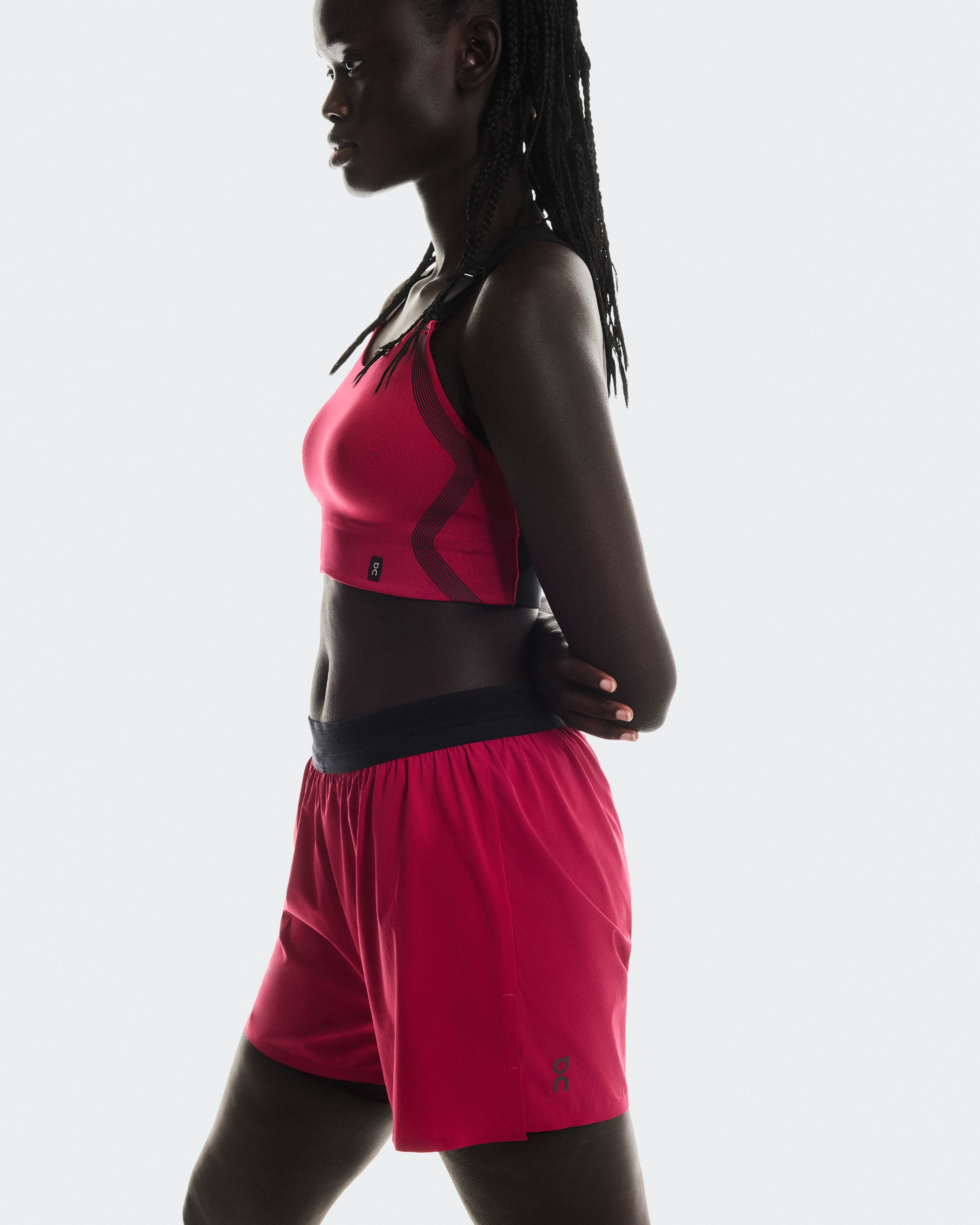On 3" Performance 2/1 Shorts Grenadine & Black Femme Shorts