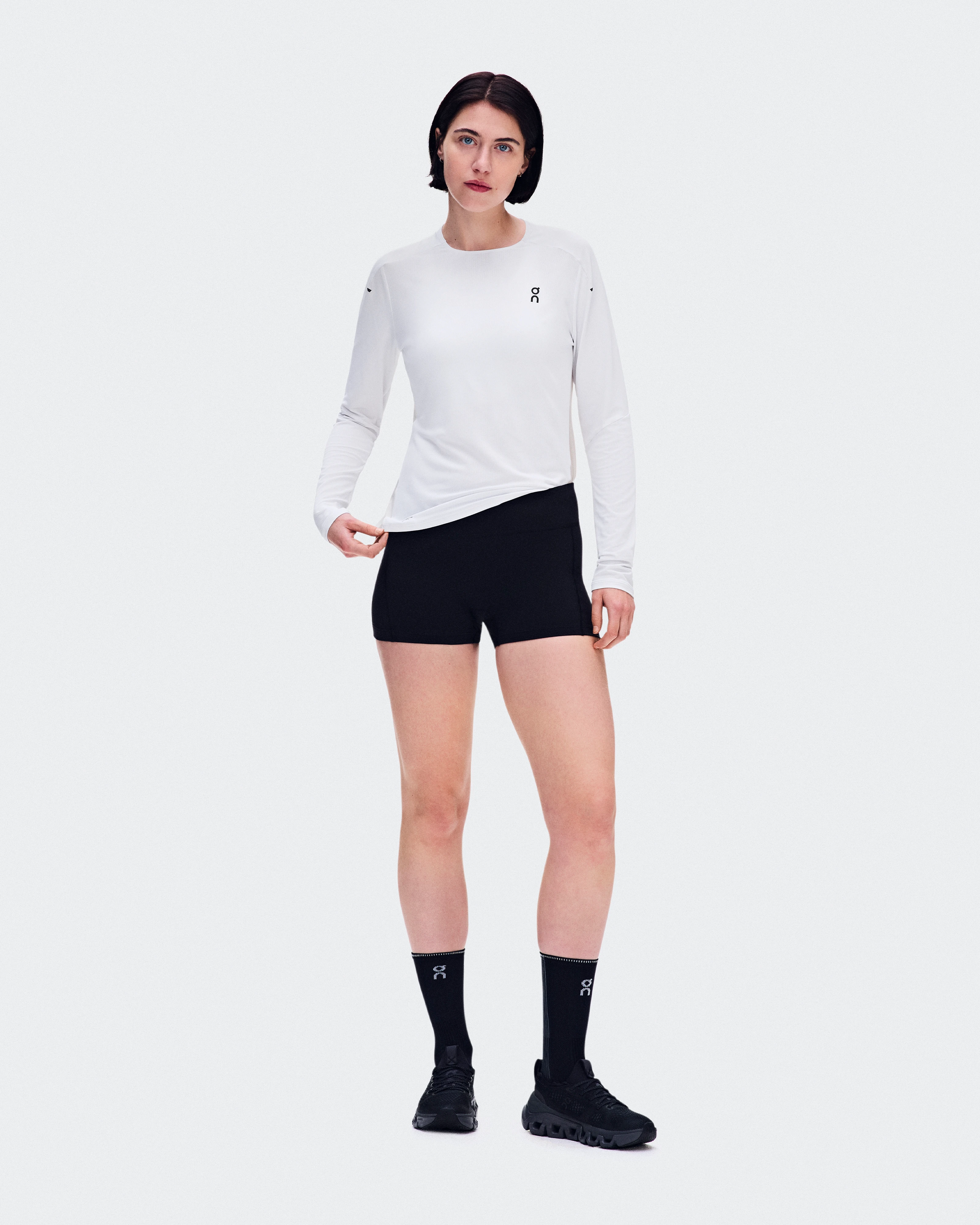 On Performance Long-T White & Silver Femme Hauts et t-shirts