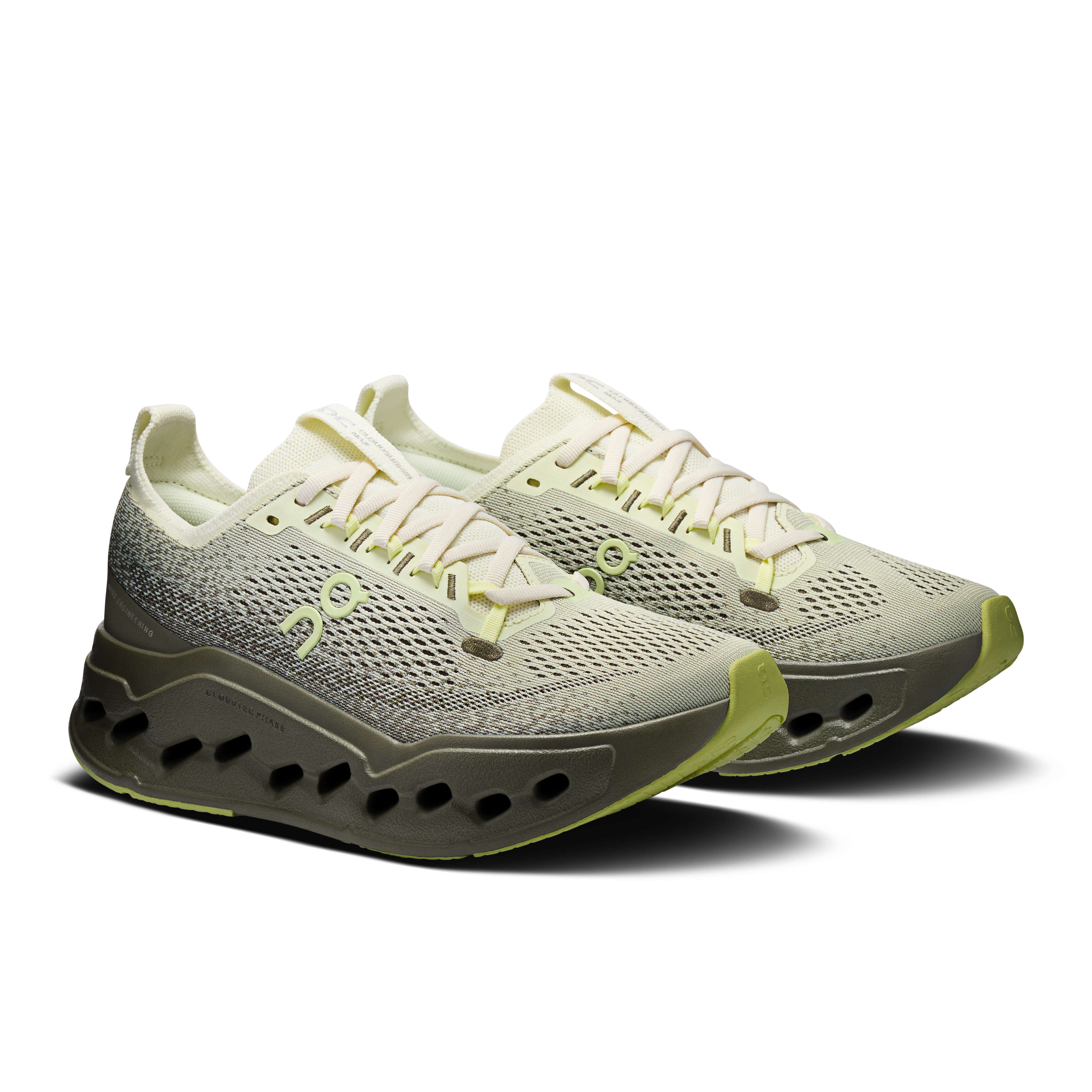 On Cloudsurfer Max Seedling & Olive Femme Running sur route Chaussures