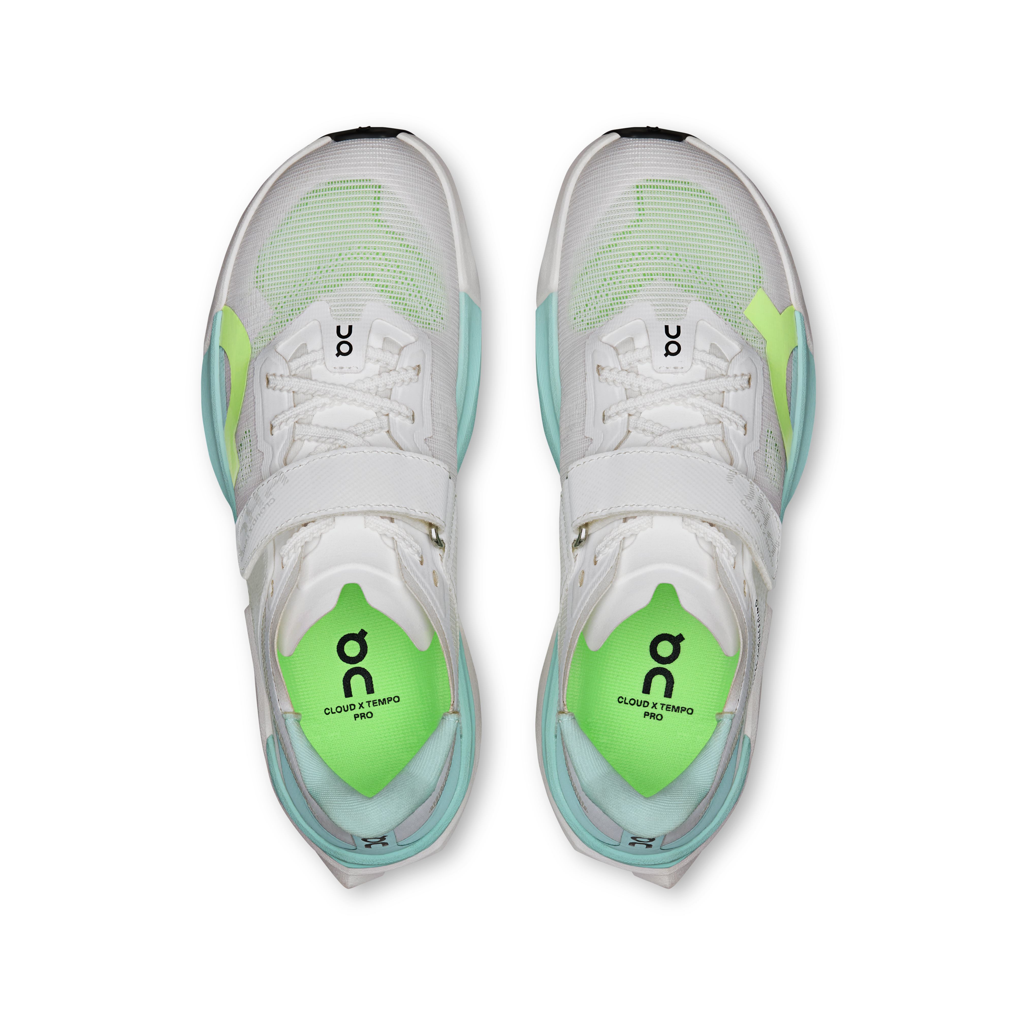 On Cloud X Tempo Pro White & Celeste Femme – Entraînement hybride, compétition de fitness hybride Chaussures