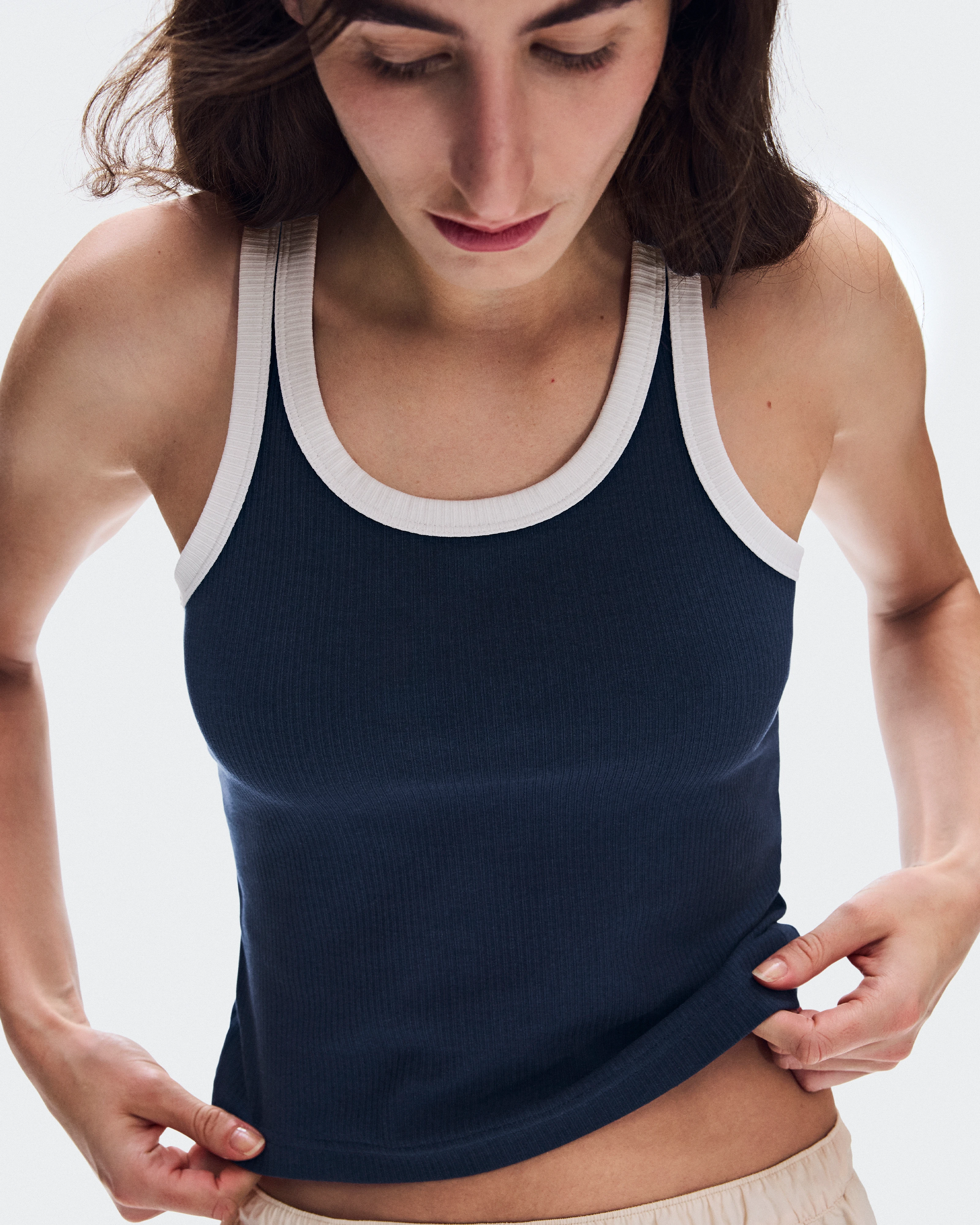 On All-Day Ribbed Tank Midnight Femme Hauts et t-shirts