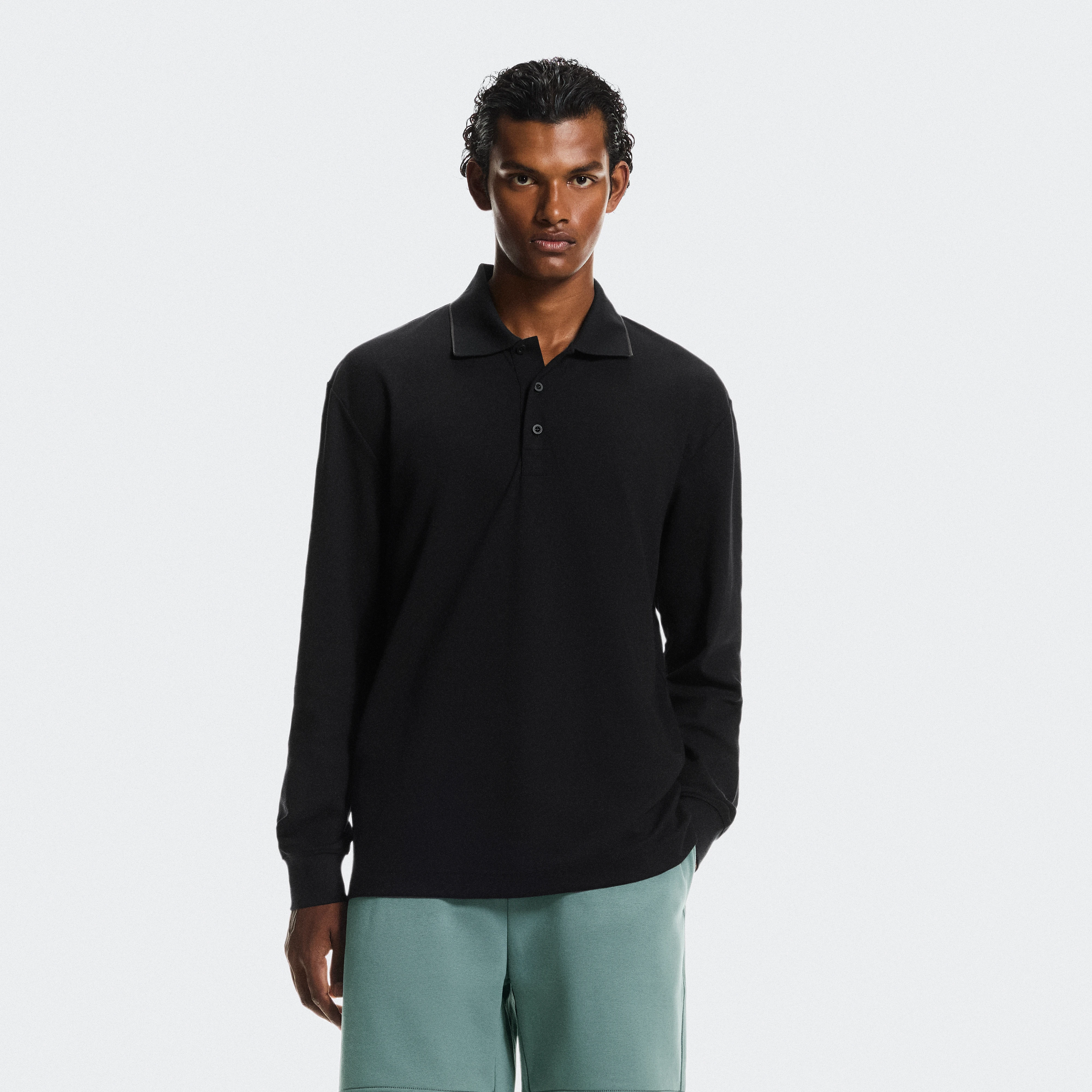 On Courtside Long-T Polo Black & Eclipse Homme – Tennis lifestyle, hors courts, confort au quotidien Hauts et t-shirts