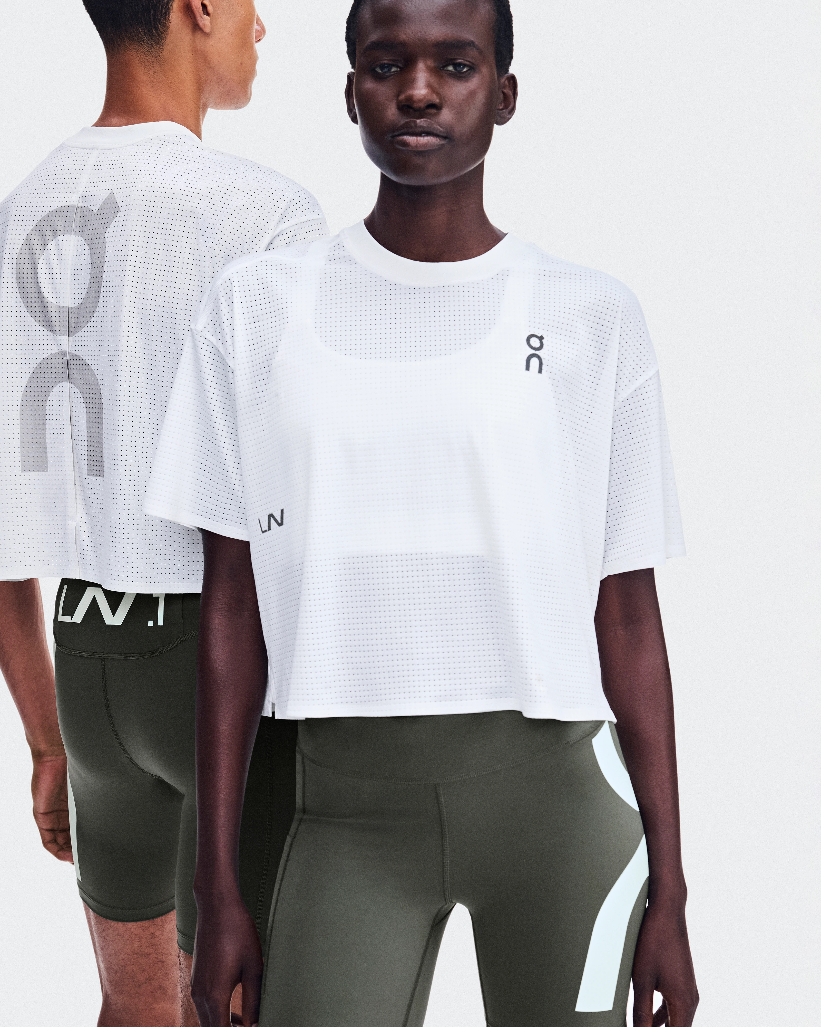 On Cropped Run-T LN1 White Unisexe Hauts et t-shirts