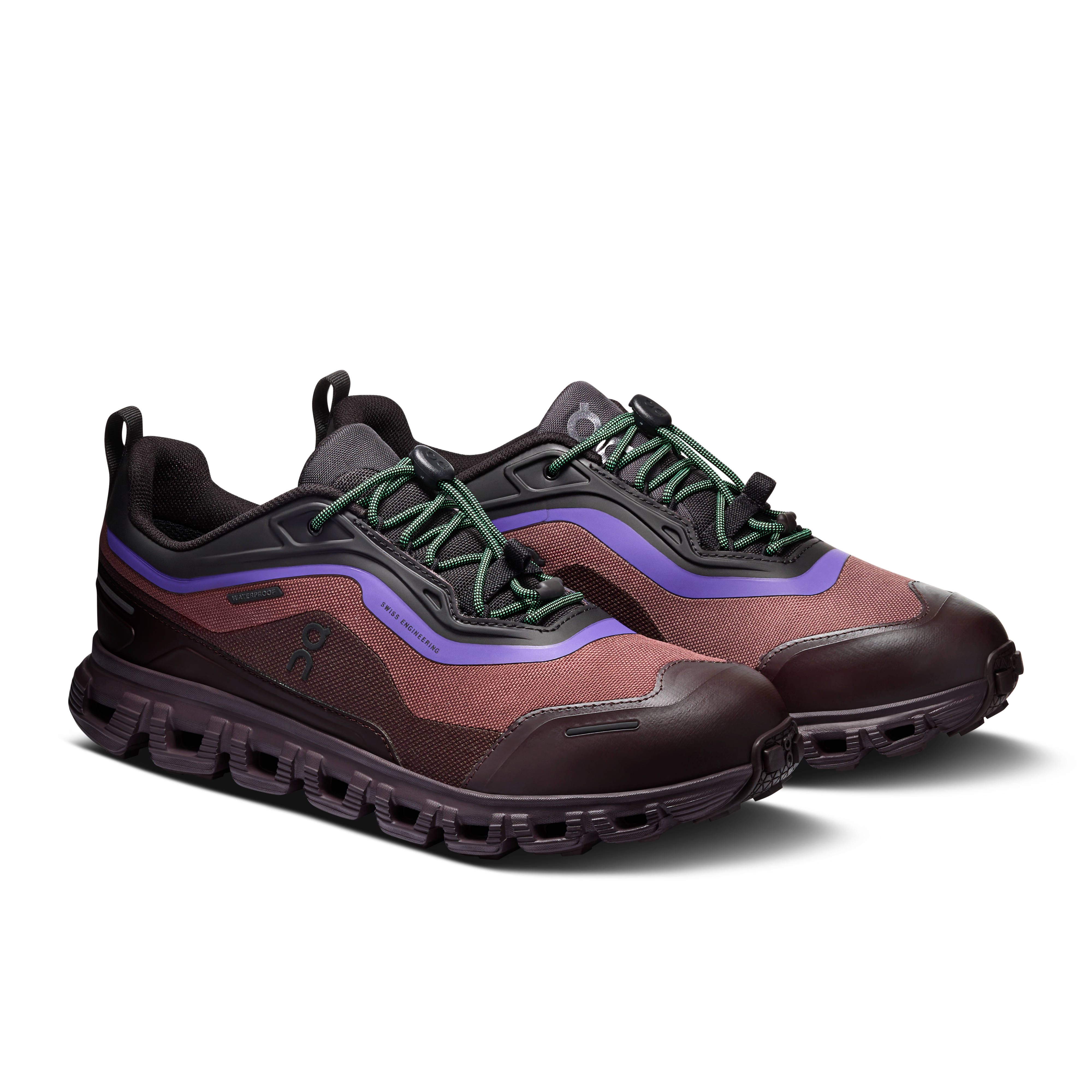 On Cloud 6 Geo Waterproof Black & Tyrian Femme Active Life Chaussures