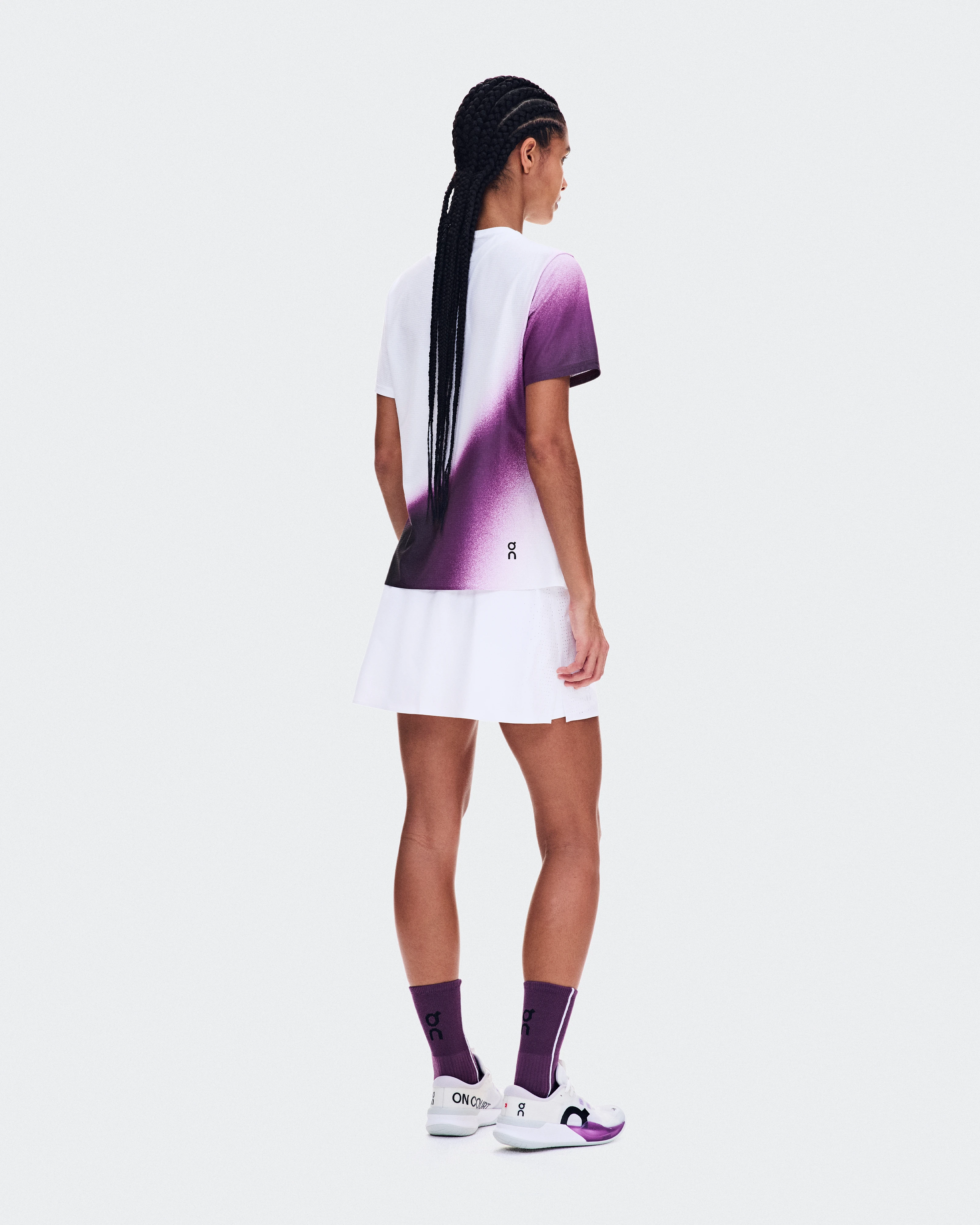 On Court-T Swing White & Cassis Femme Hauts et t-shirts