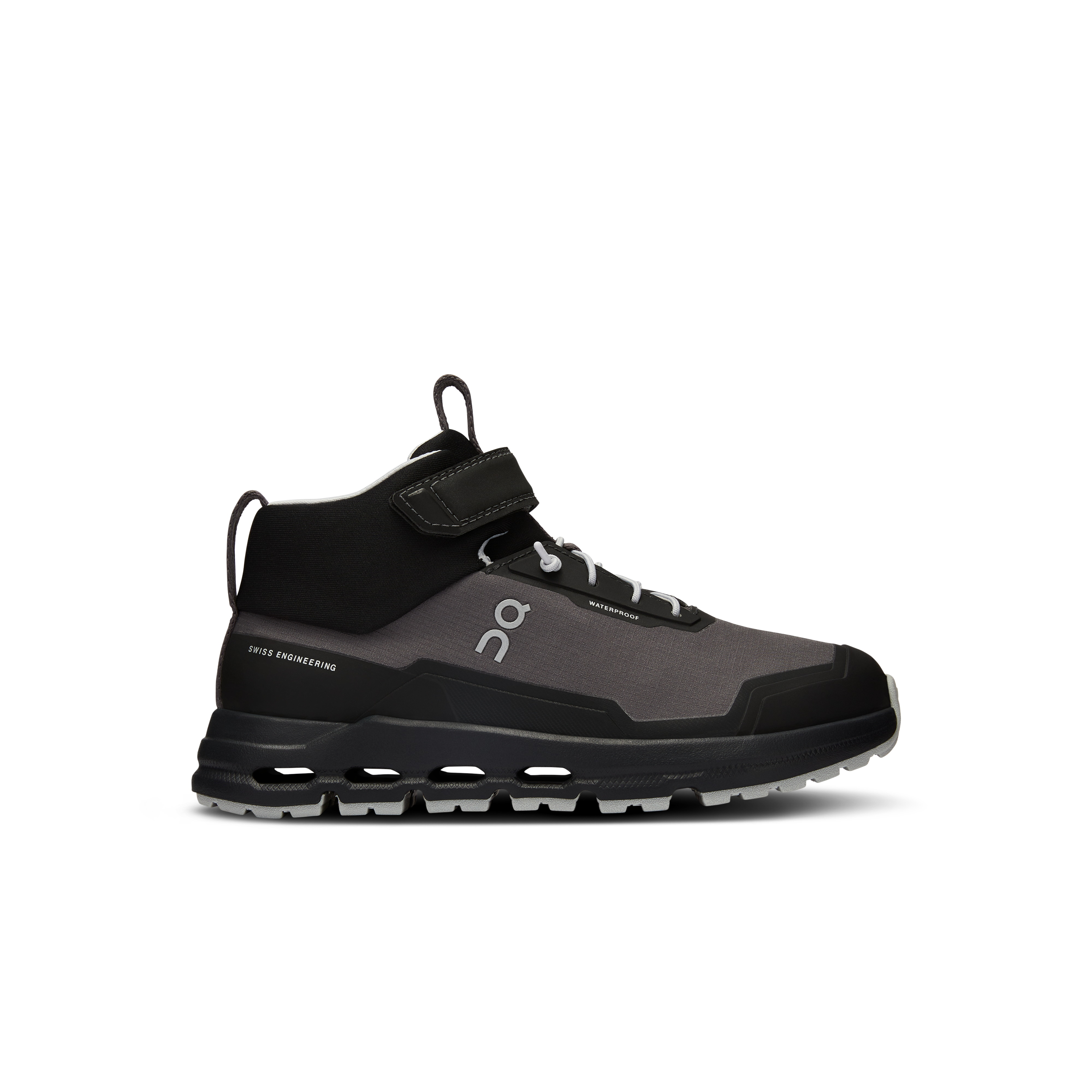 On Cloudhero Mid Waterproof Eclipse & Black Enfant – Randonnée, Missiongrip™, 4-8 ans Chaussures
