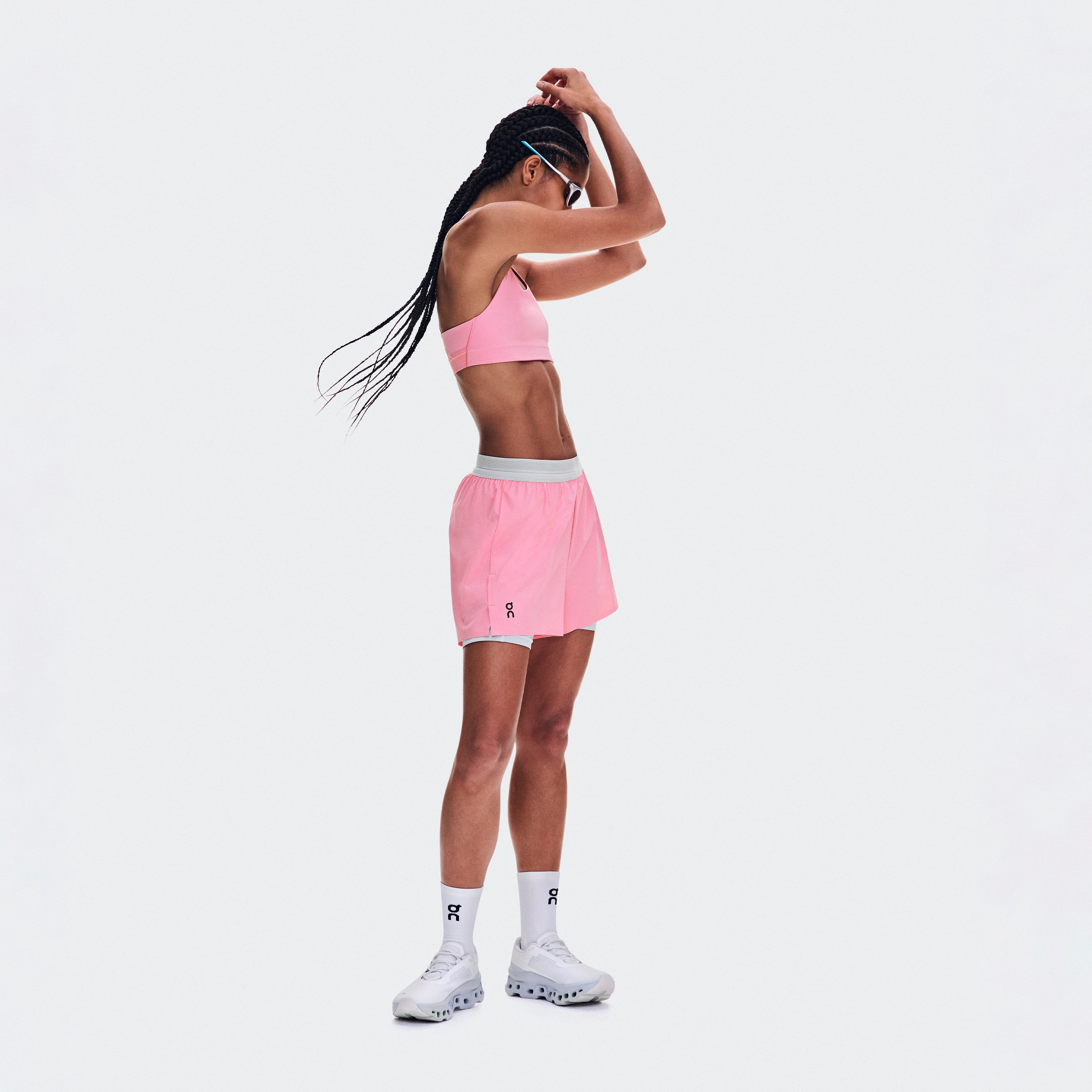 On 3" Performance 2/1 Shorts Magnolia & Glacier Femme – Running performance, légèreté, évacuation de l’humidité Shorts