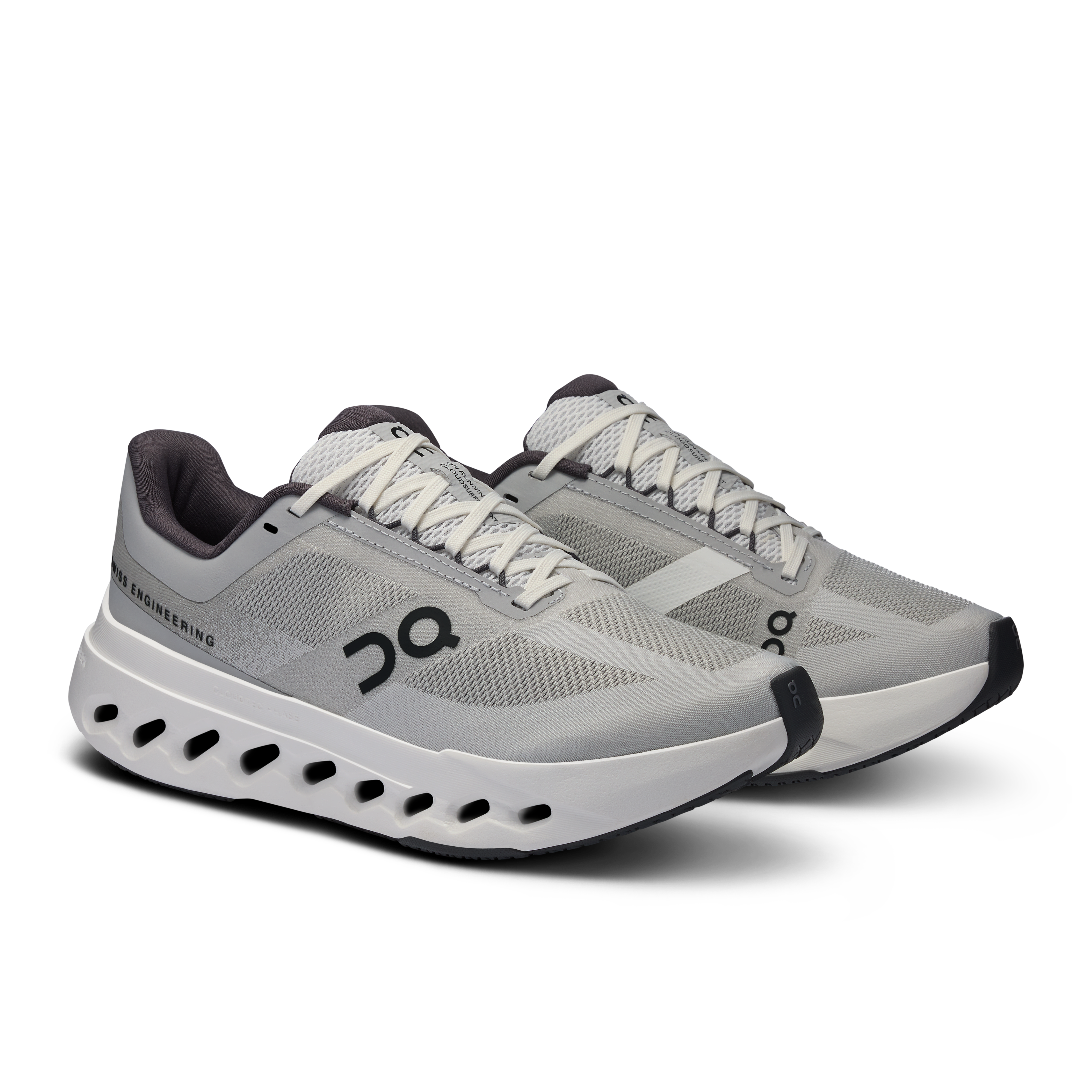 On Cloudsurfer Next Wide Glacier & White Femme Running sur route Chaussures