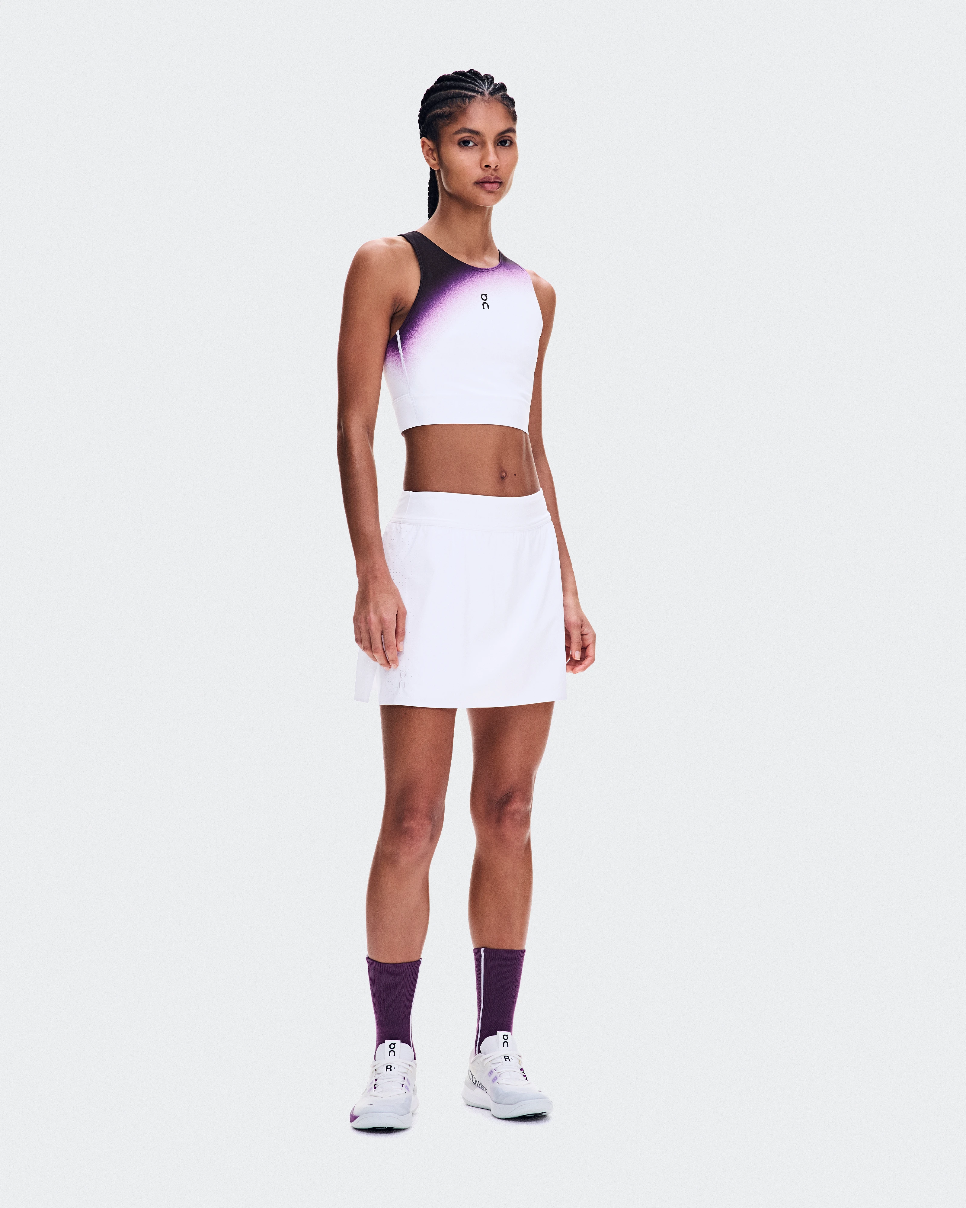 On Court Crop Top Swing White & Cassis Femme Hauts et t-shirts