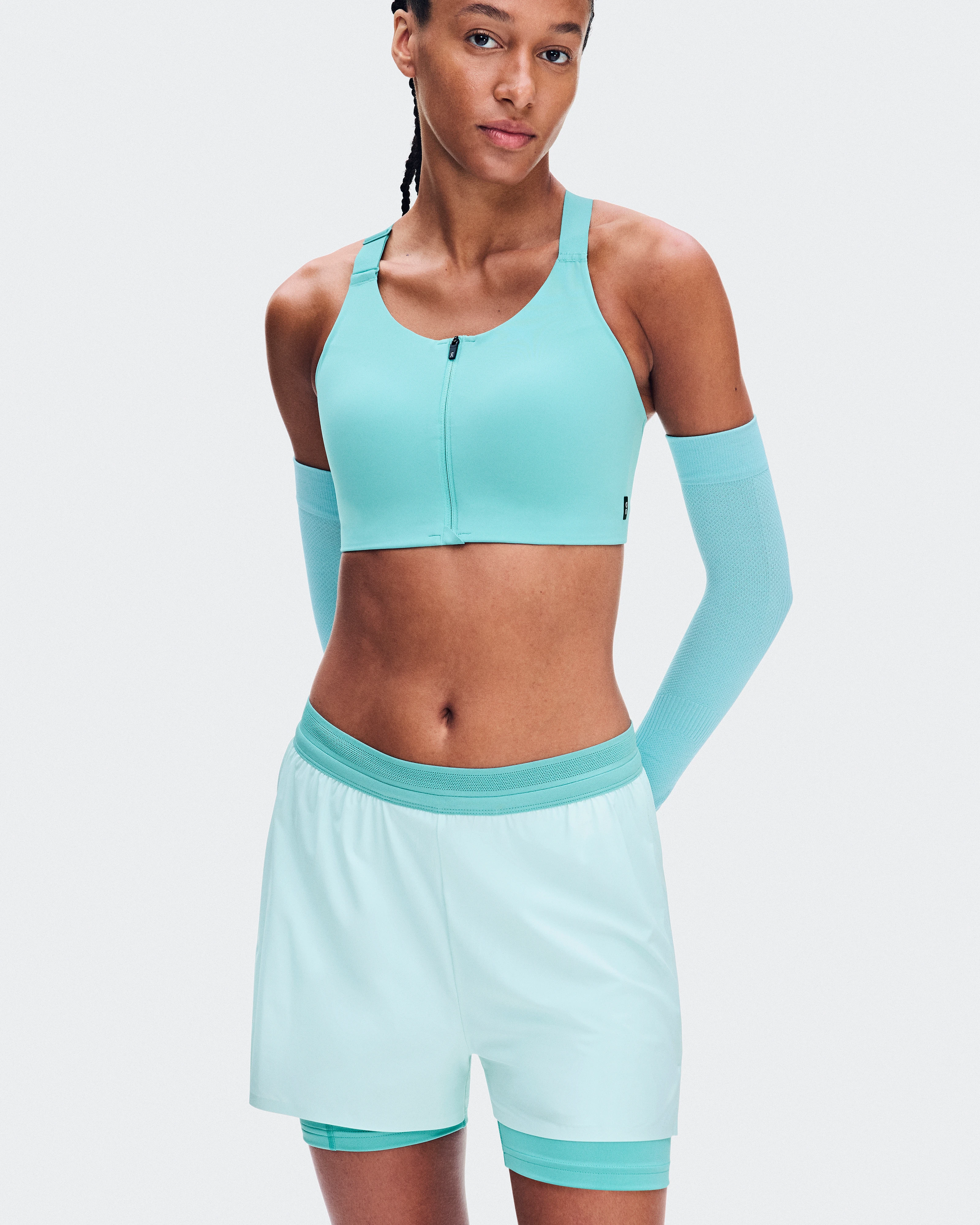 On Endurance Bra Zip Aquamarine Femme Brassières