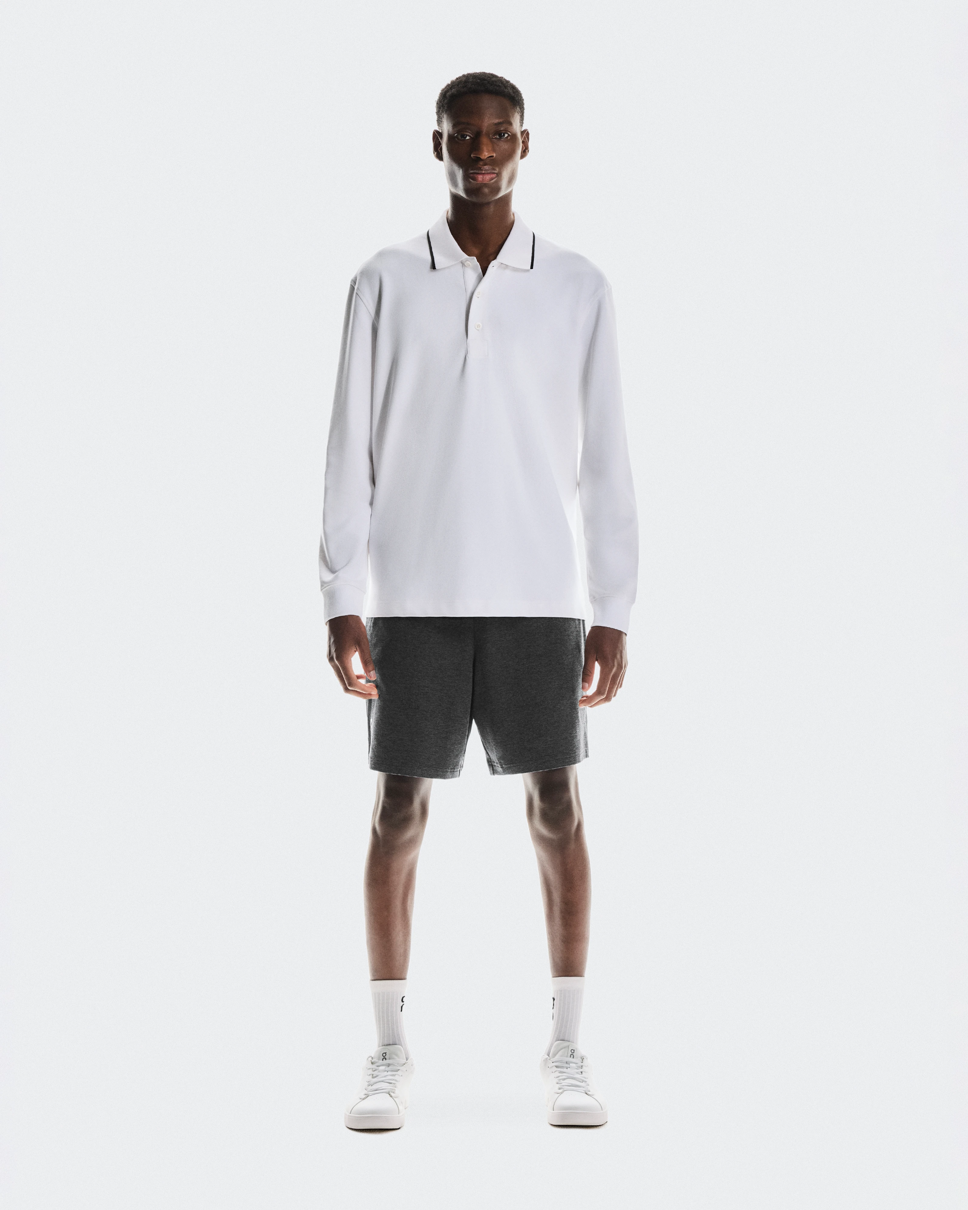 On Courtside Long-T Polo White Homme Hauts et t-shirts