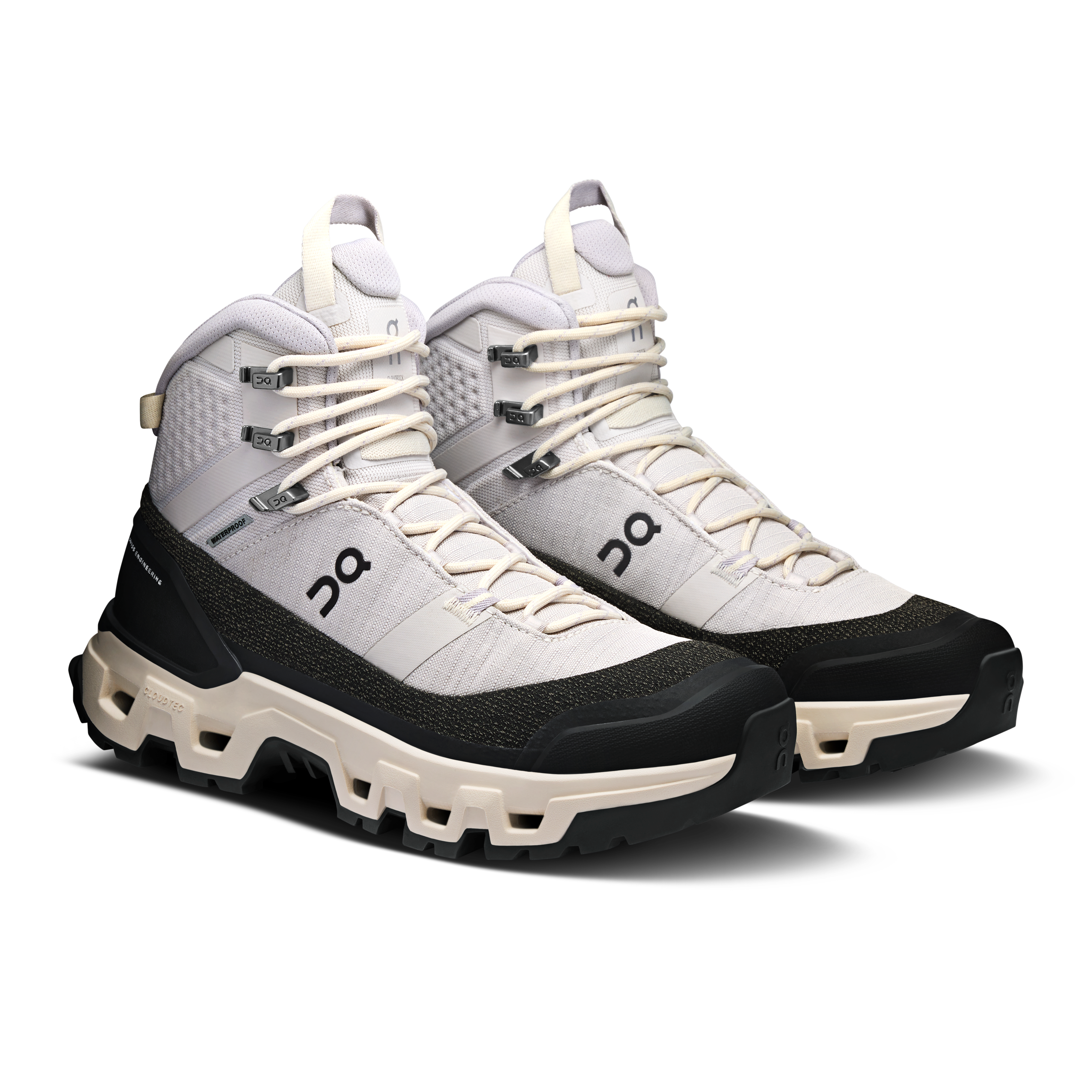 On Cloudrock Trek Waterproof Silver & Cream Femme Randonnée Chaussures