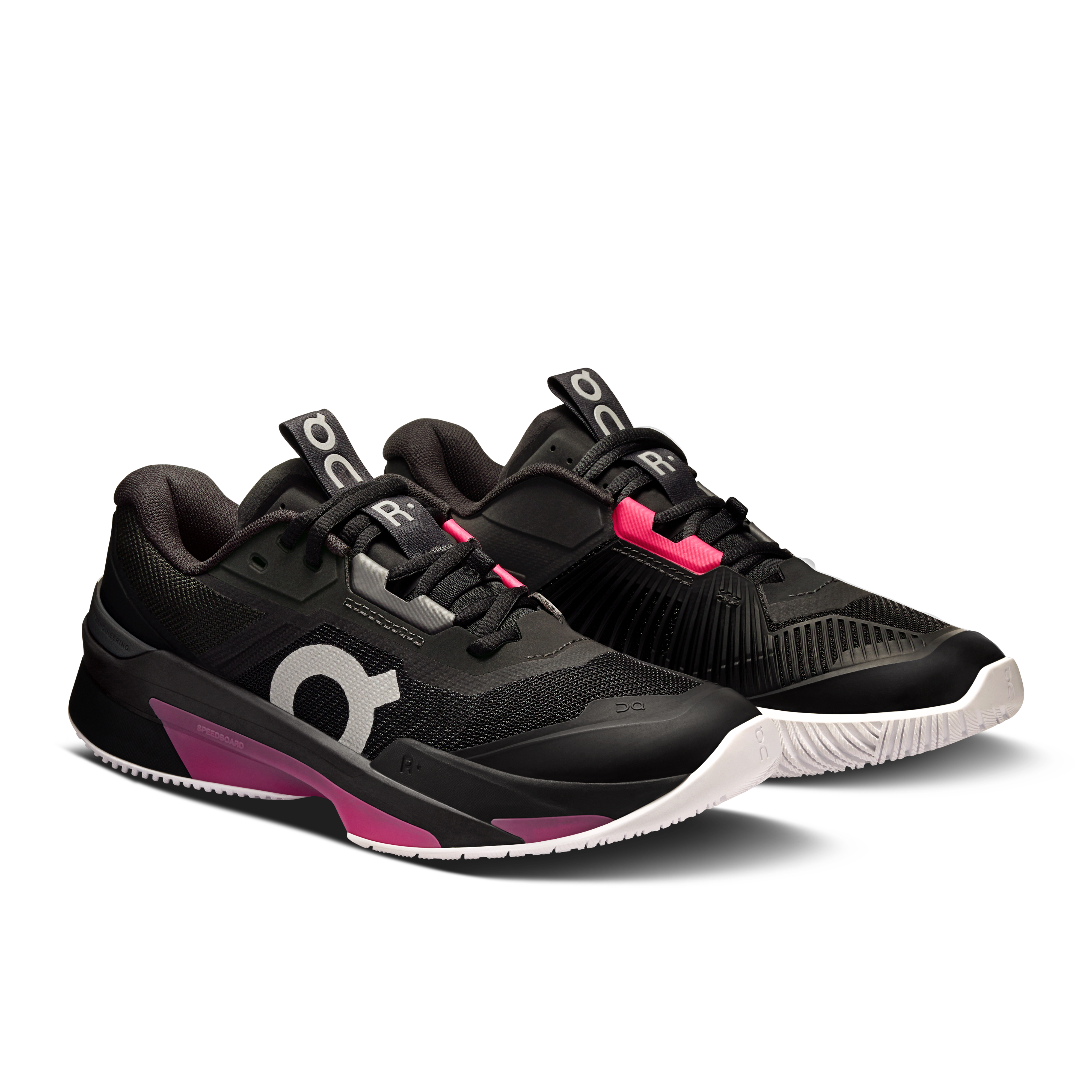 On THE ROGER Pro Fire Black & Pink Femme Tennis Chaussures