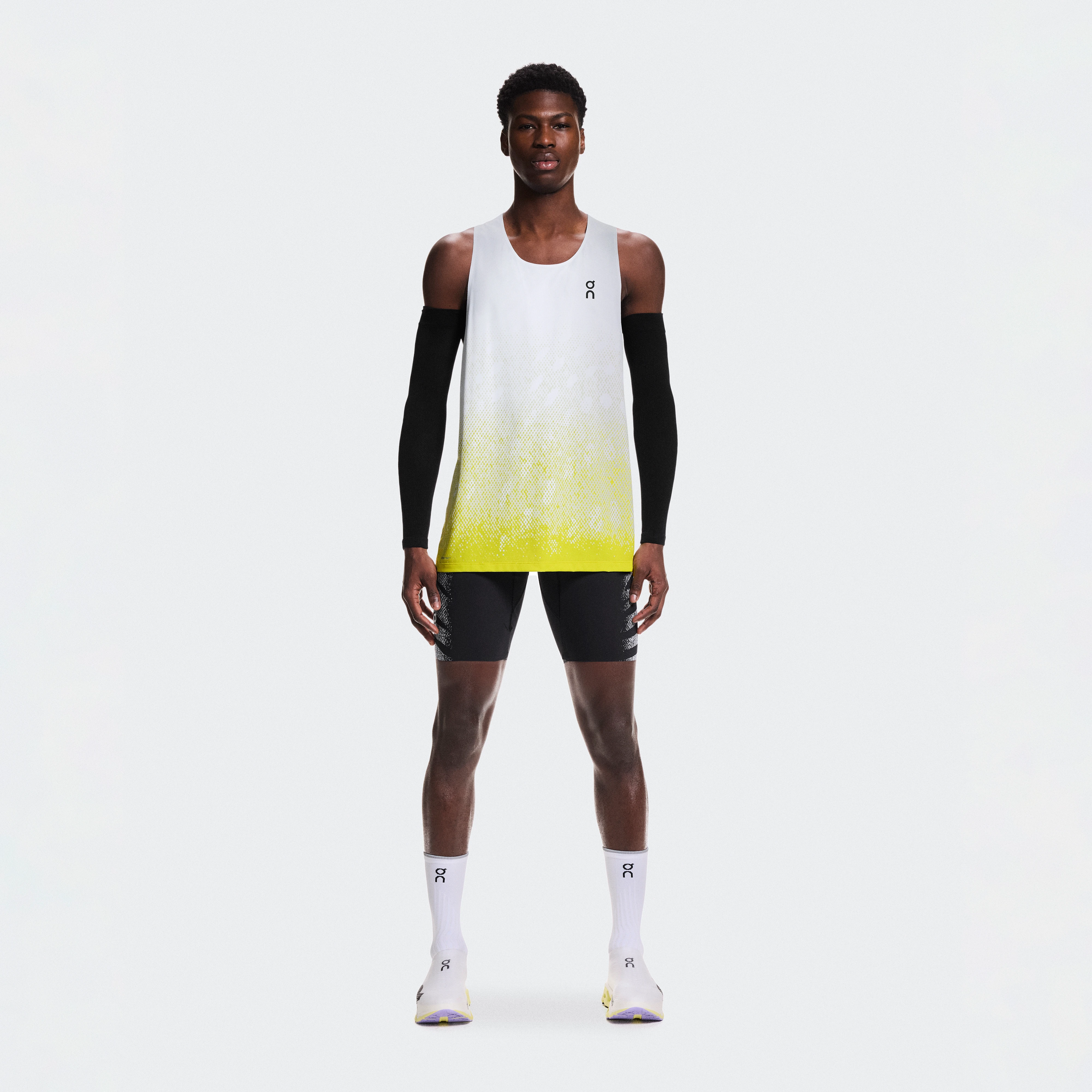 On Zero Singlet White & Lime Homme – Running de compétition Hauts et t-shirts
