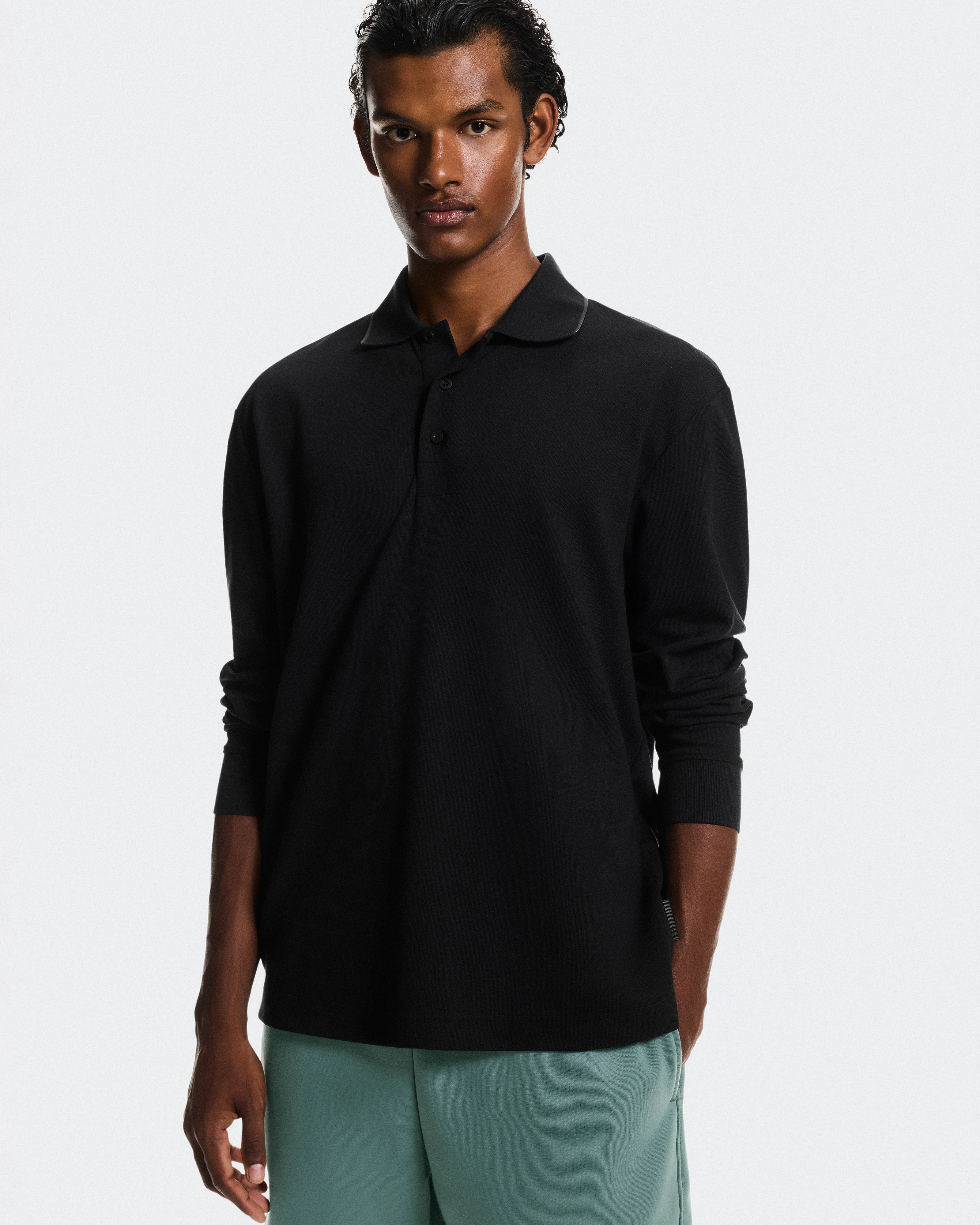 On Courtside Long-T Polo Black & Eclipse Homme Hauts et t-shirts