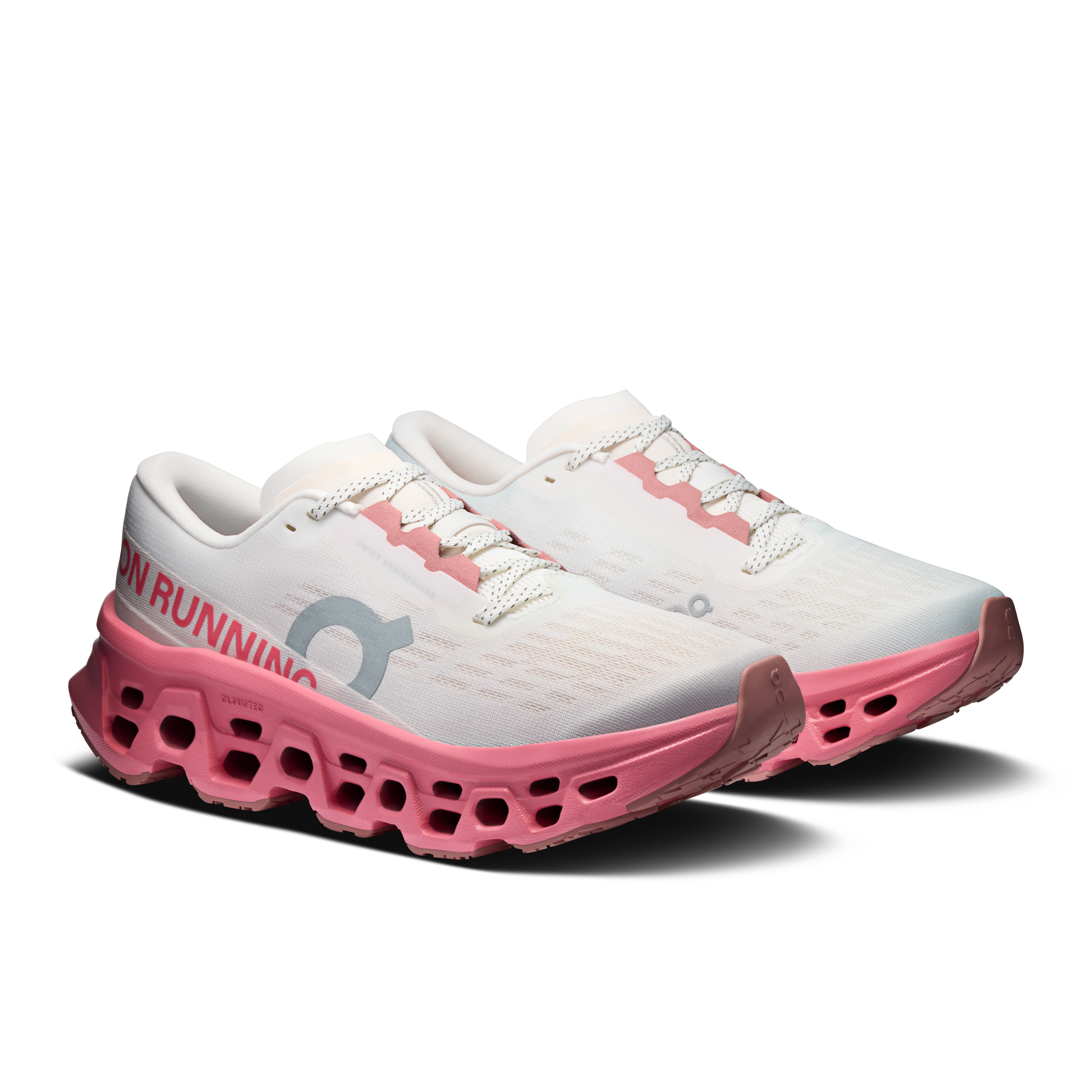 On Cloudmonster 3 Ivory & Camellia Femme Running sur route Chaussures