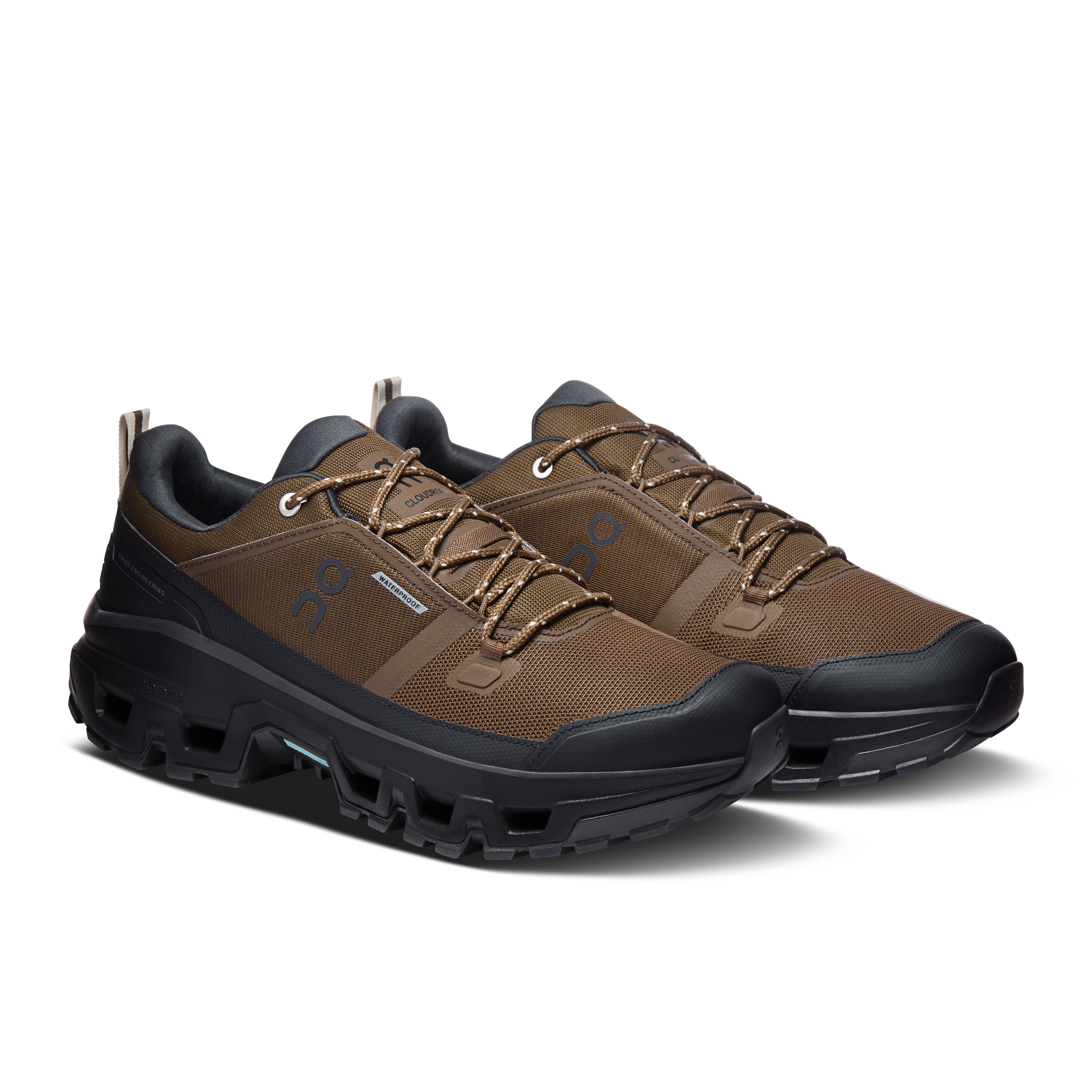 On Cloudrock Low Waterproof Earth & Black Homme Randonnée Chaussures
