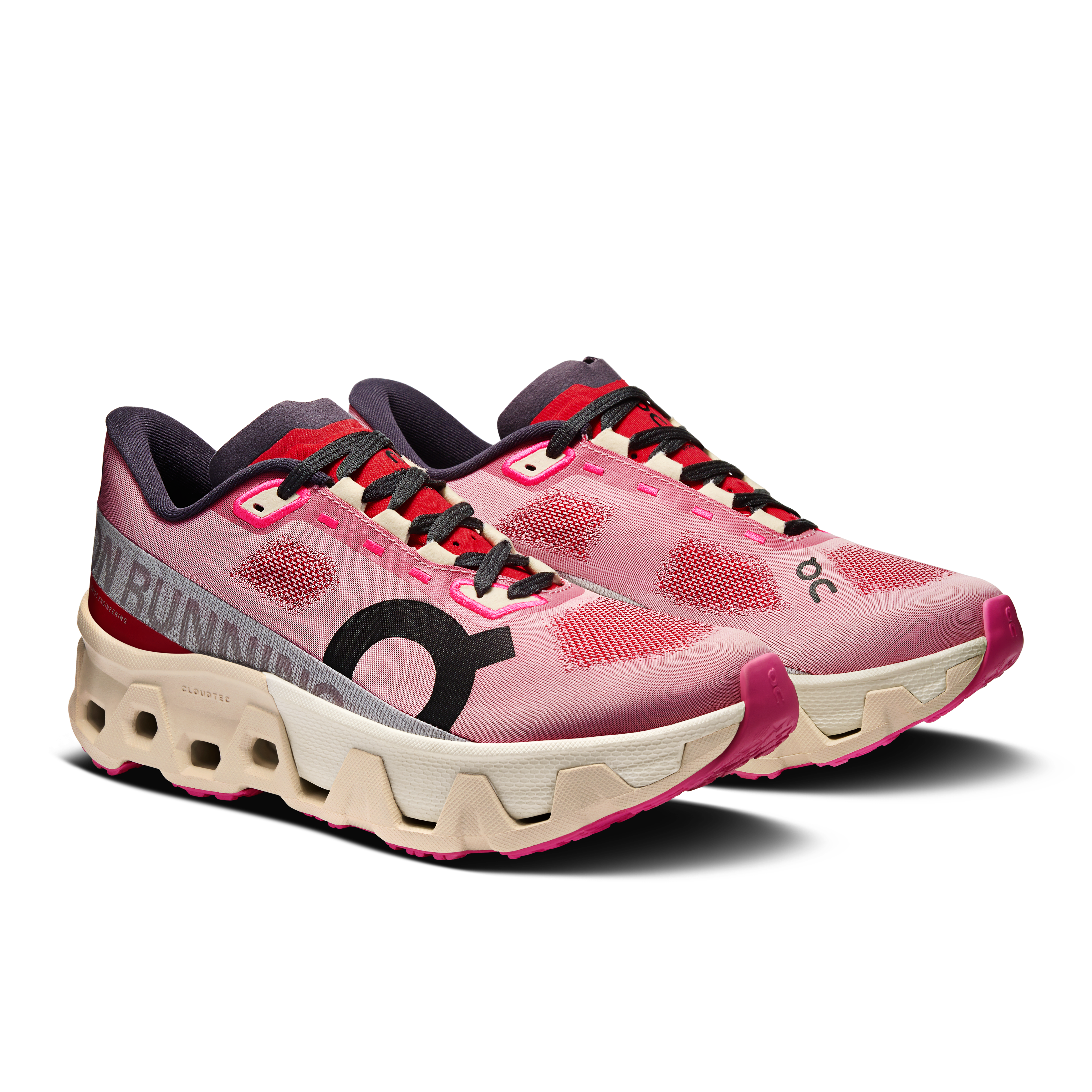 On Cloudmonster Hyper Red & Cream Femme Running sur route Chaussures