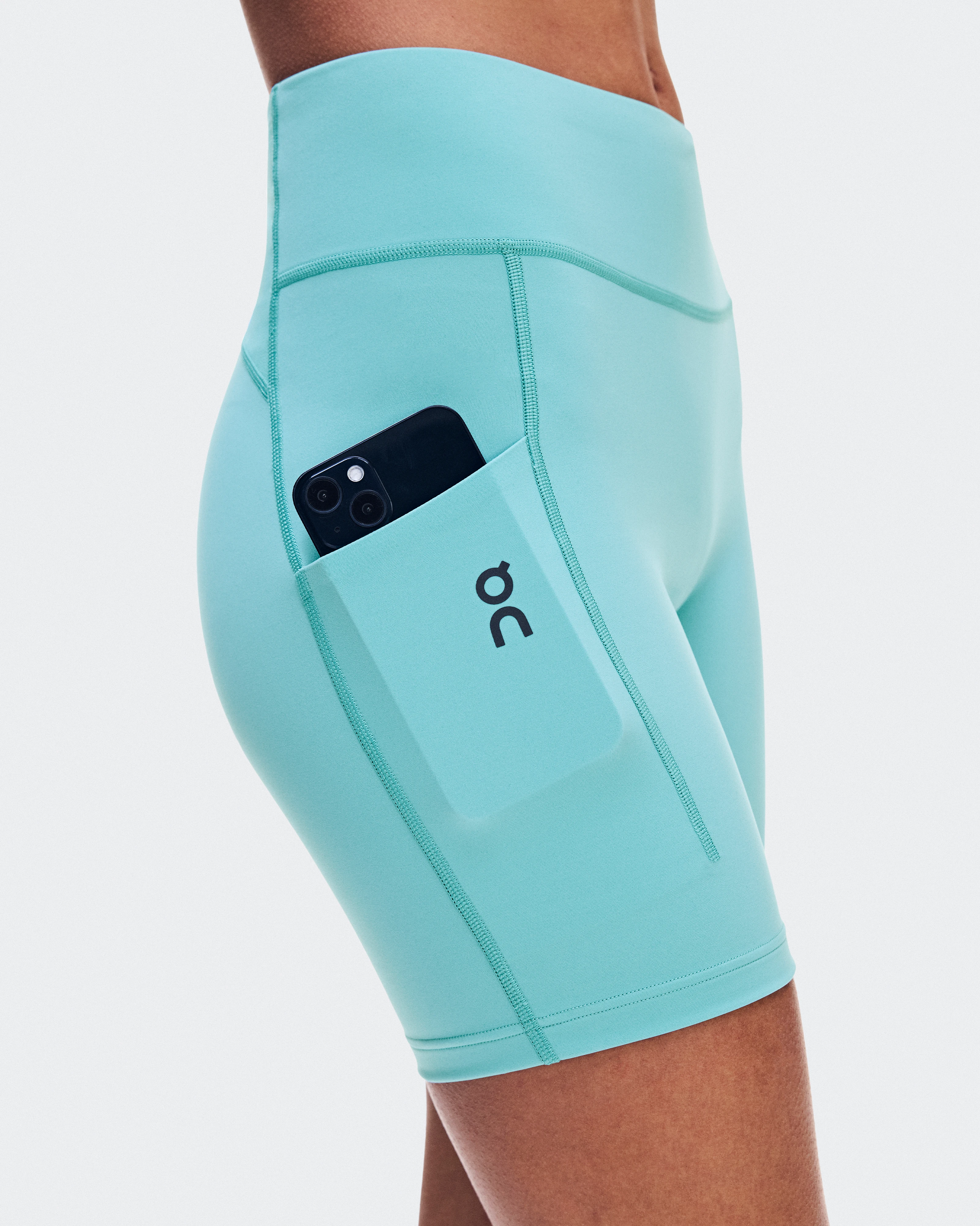 On Performance Tights Short Aquamarine Femme Leggings