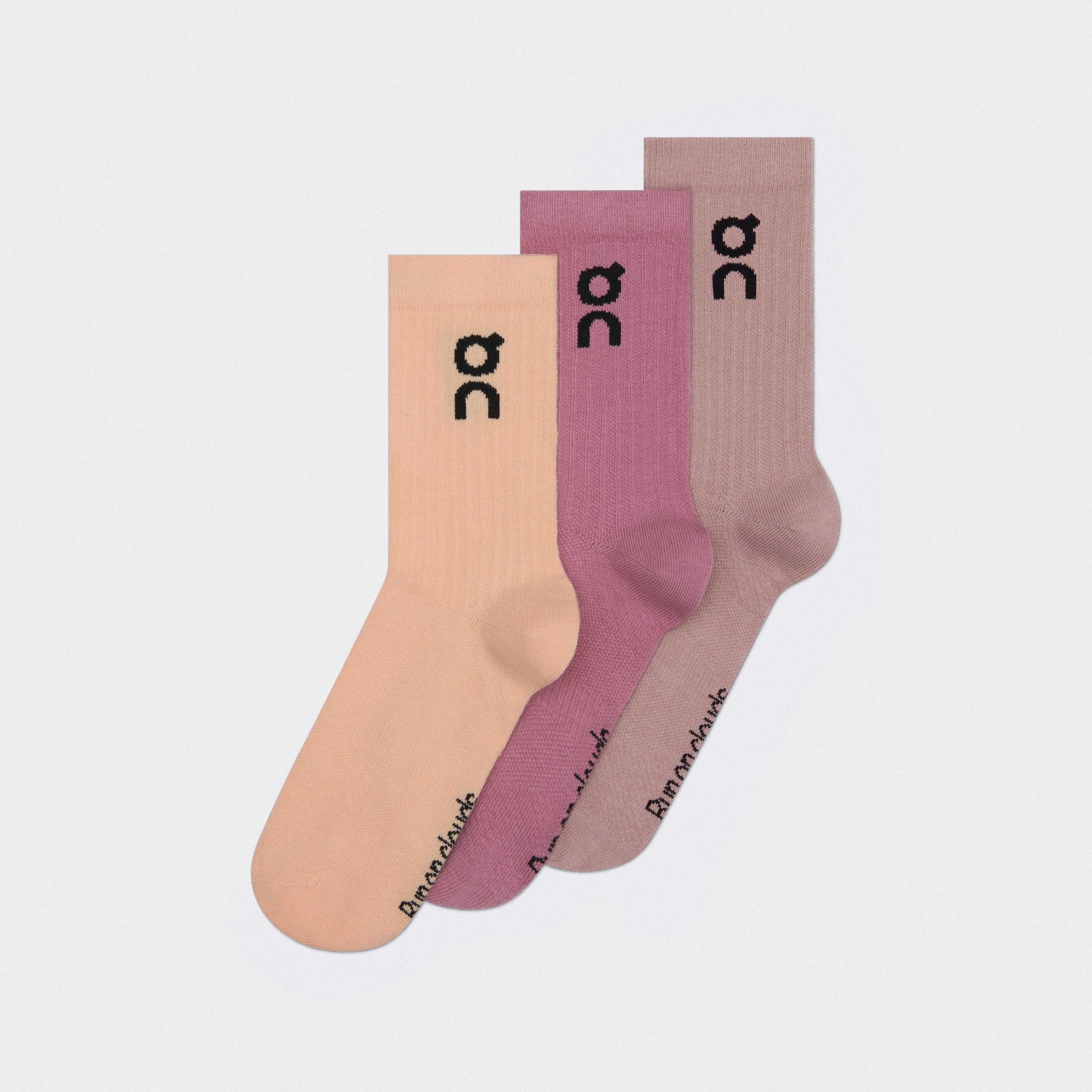 On Logo Sock High 3P Sherbet & Rhodonite Unisexe – Quotidien, respirantes, polyvalentes Chaussettes