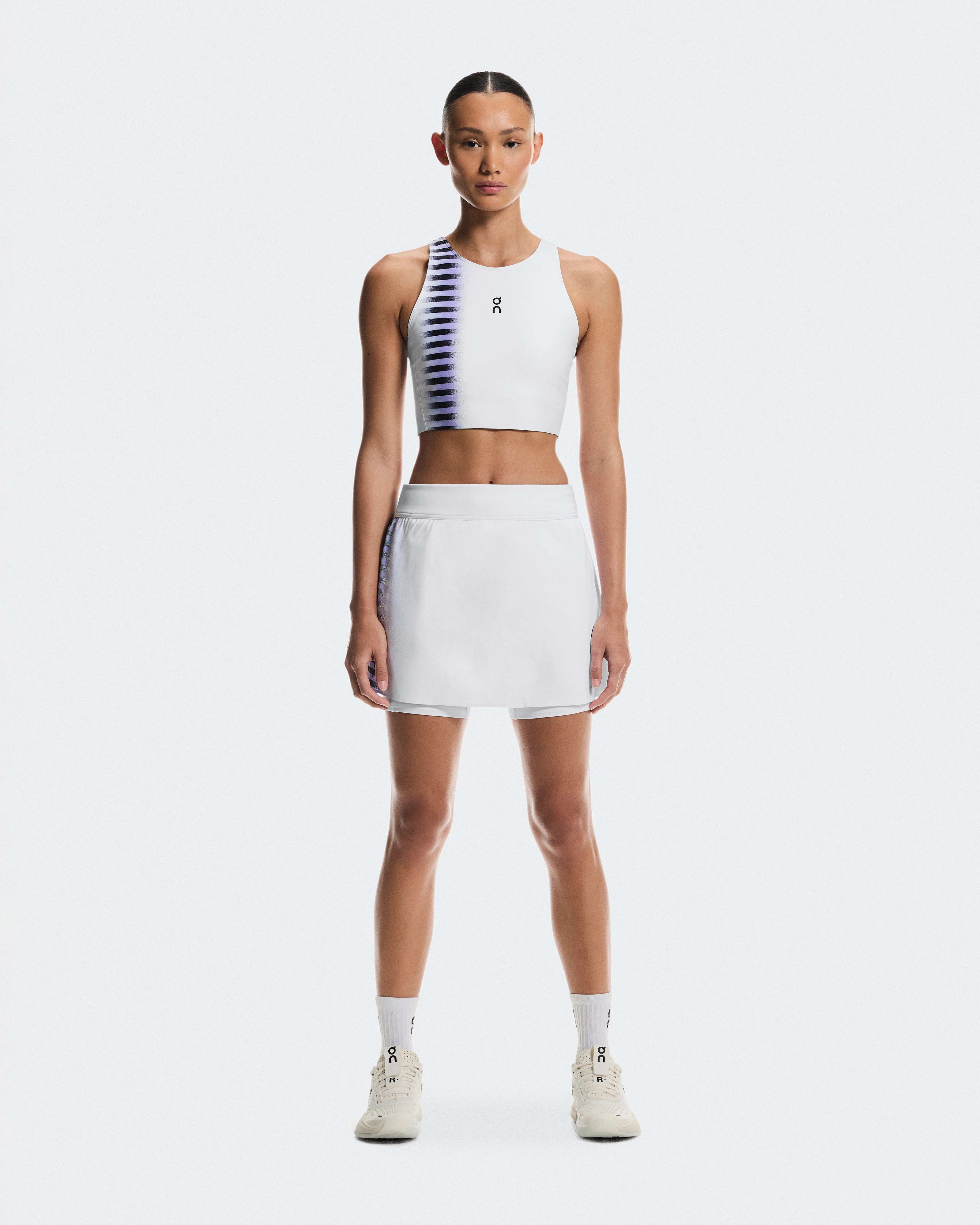 On Court Skirt Split Edge White & Black Femme Jupes
