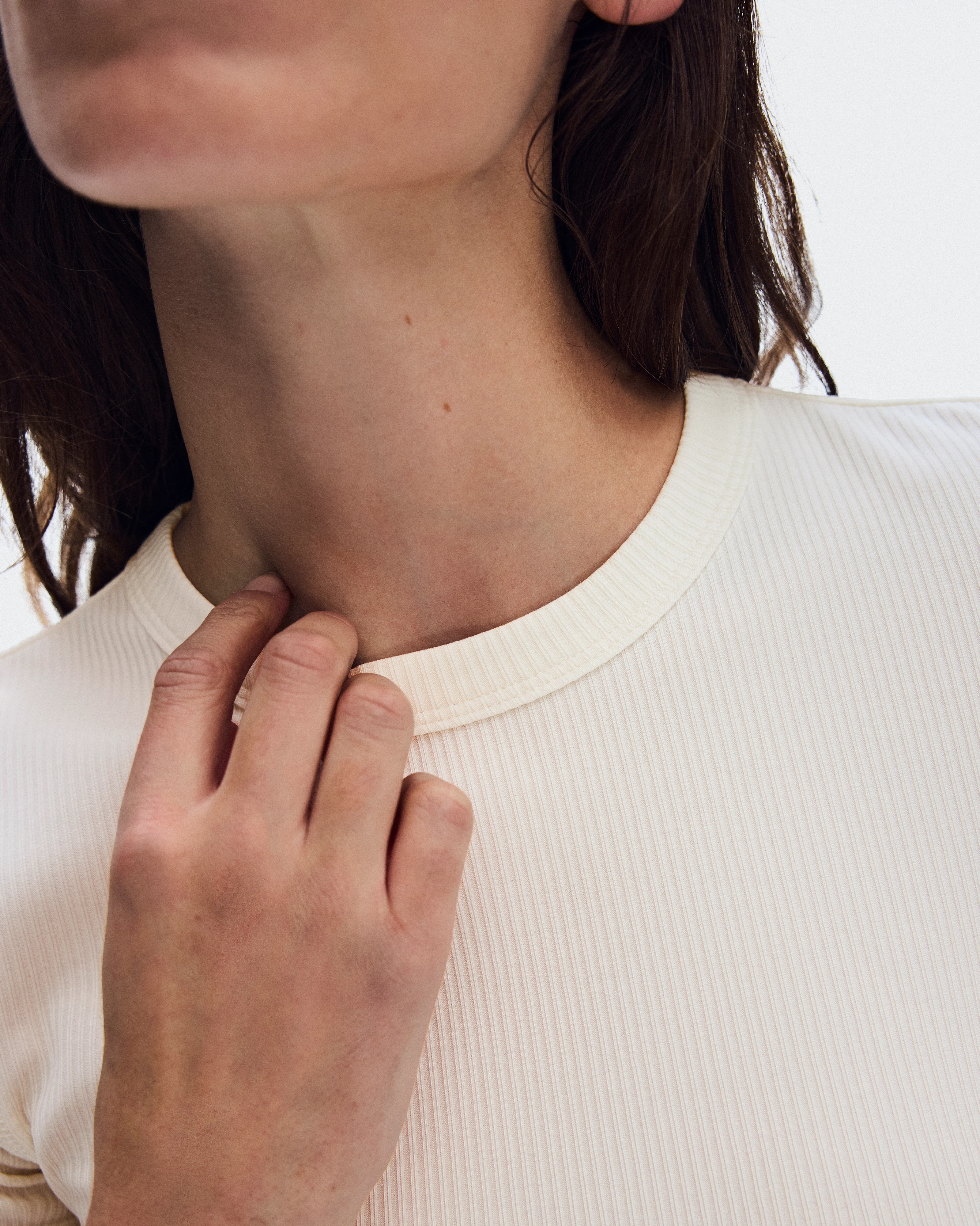 On All-Day Ribbed T-Shirt Ivory Femme Hauts et t-shirts