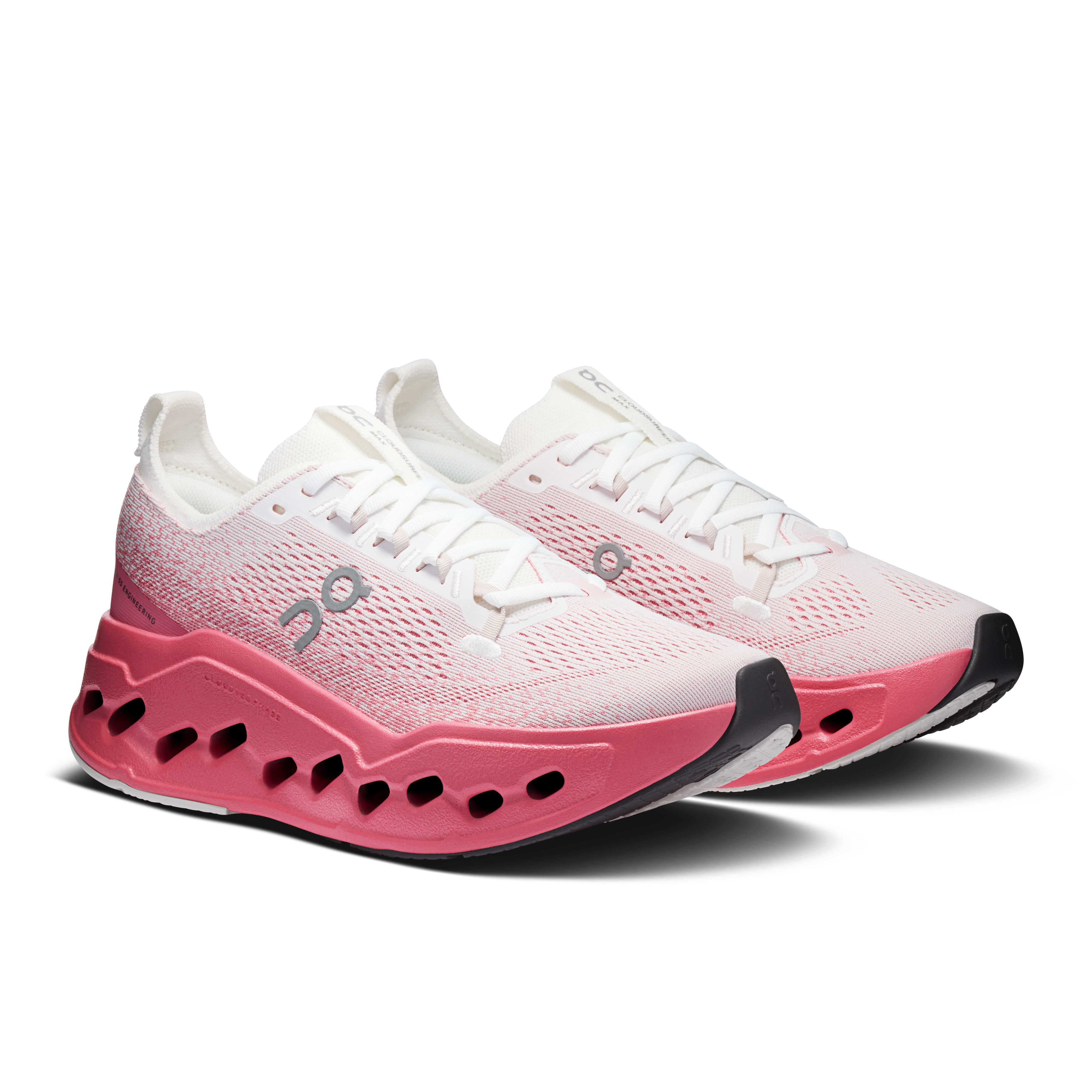 On Cloudsurfer Max White & Camellia Femme Running sur route Chaussures