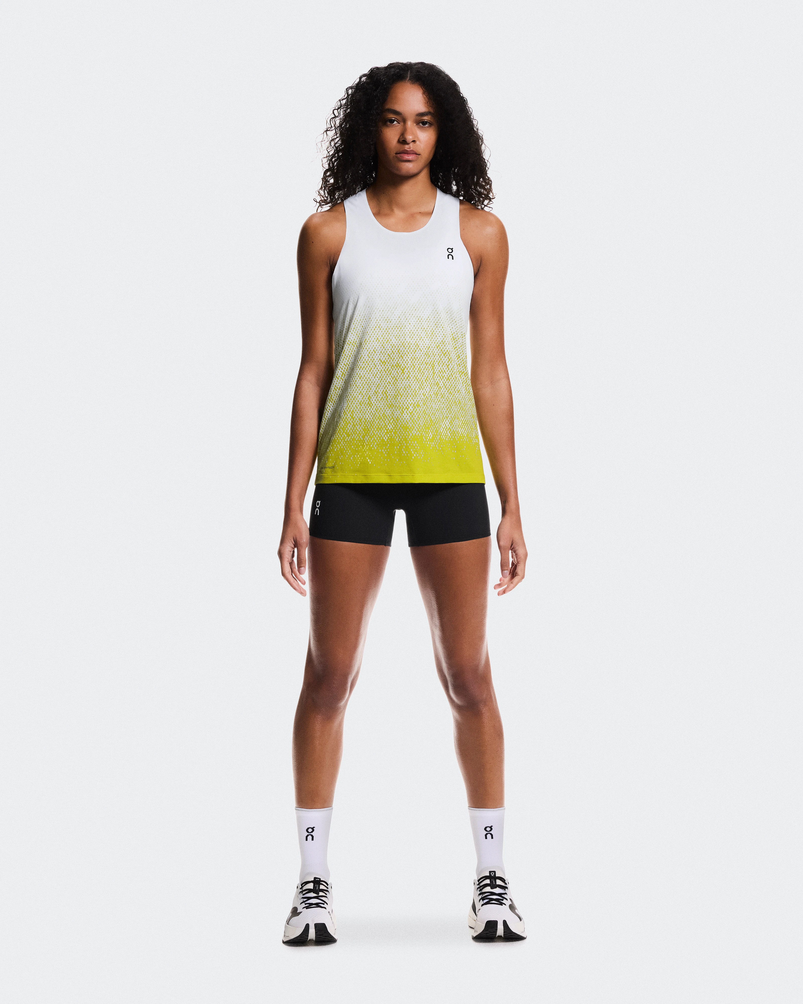 On Zero Singlet White & Lime Femme Hauts et t-shirts