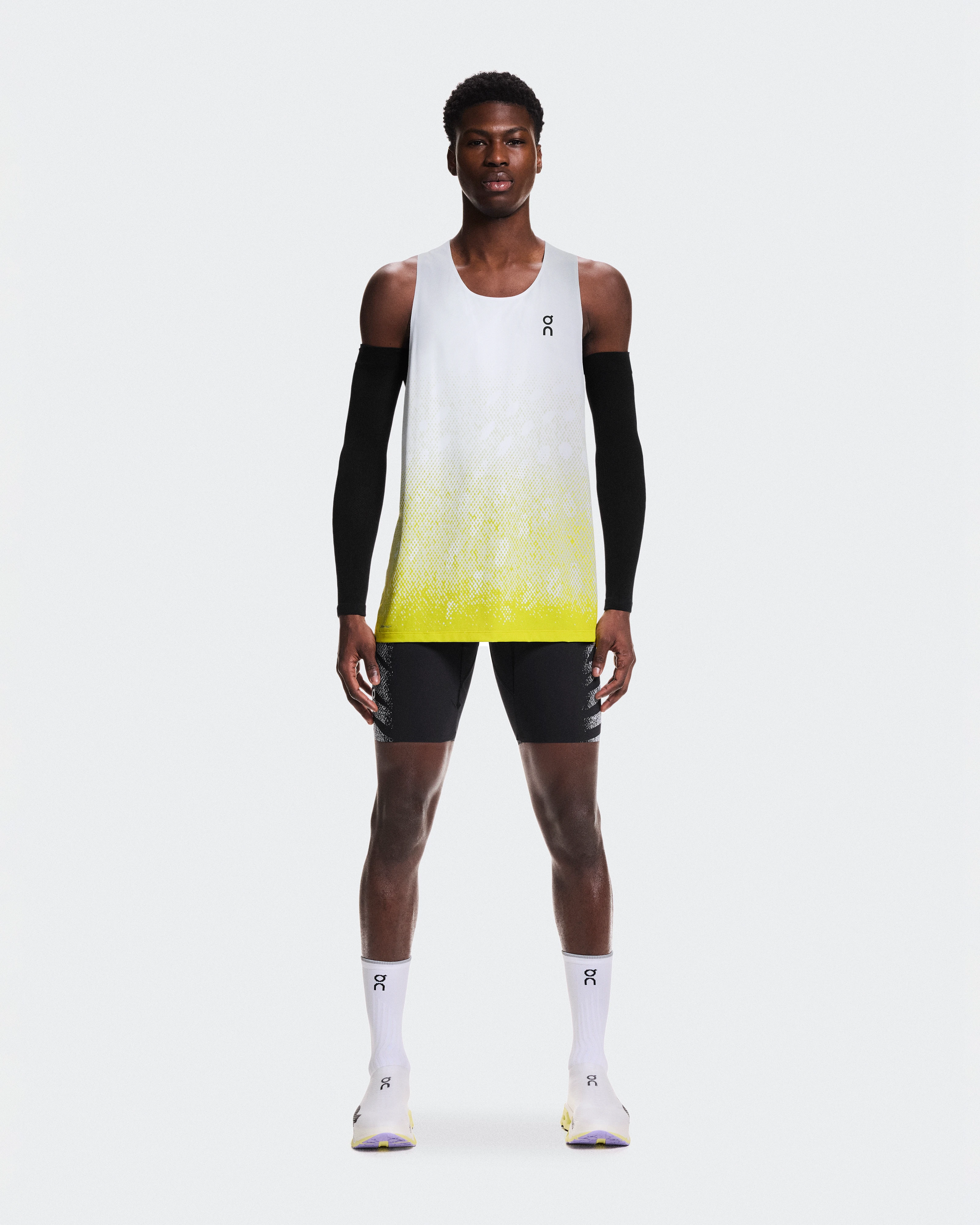On Zero Singlet White & Lime Homme Hauts et t-shirts
