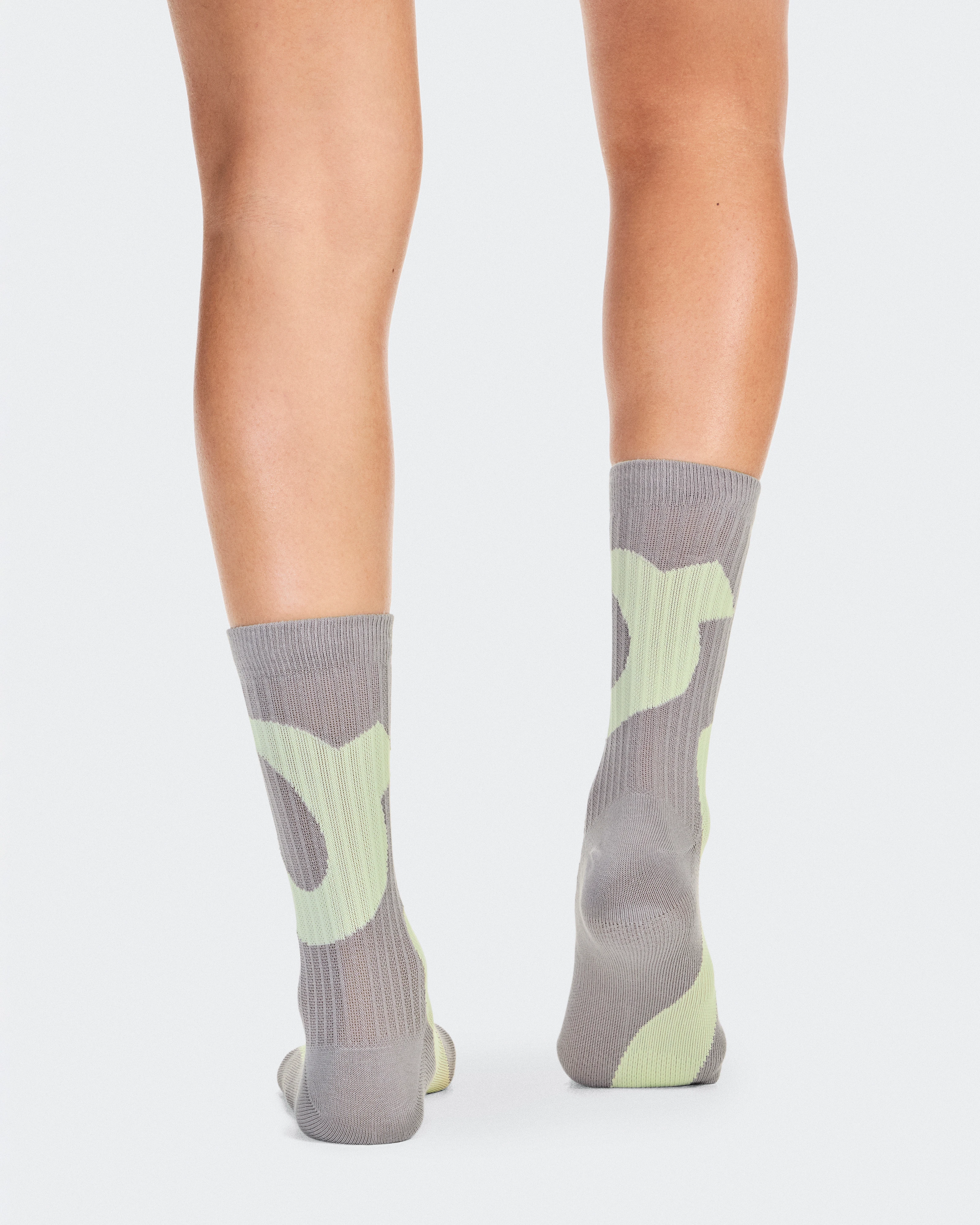 On Liquid Logo Sock High 2P Zinc & Linen Unisexe Chaussettes