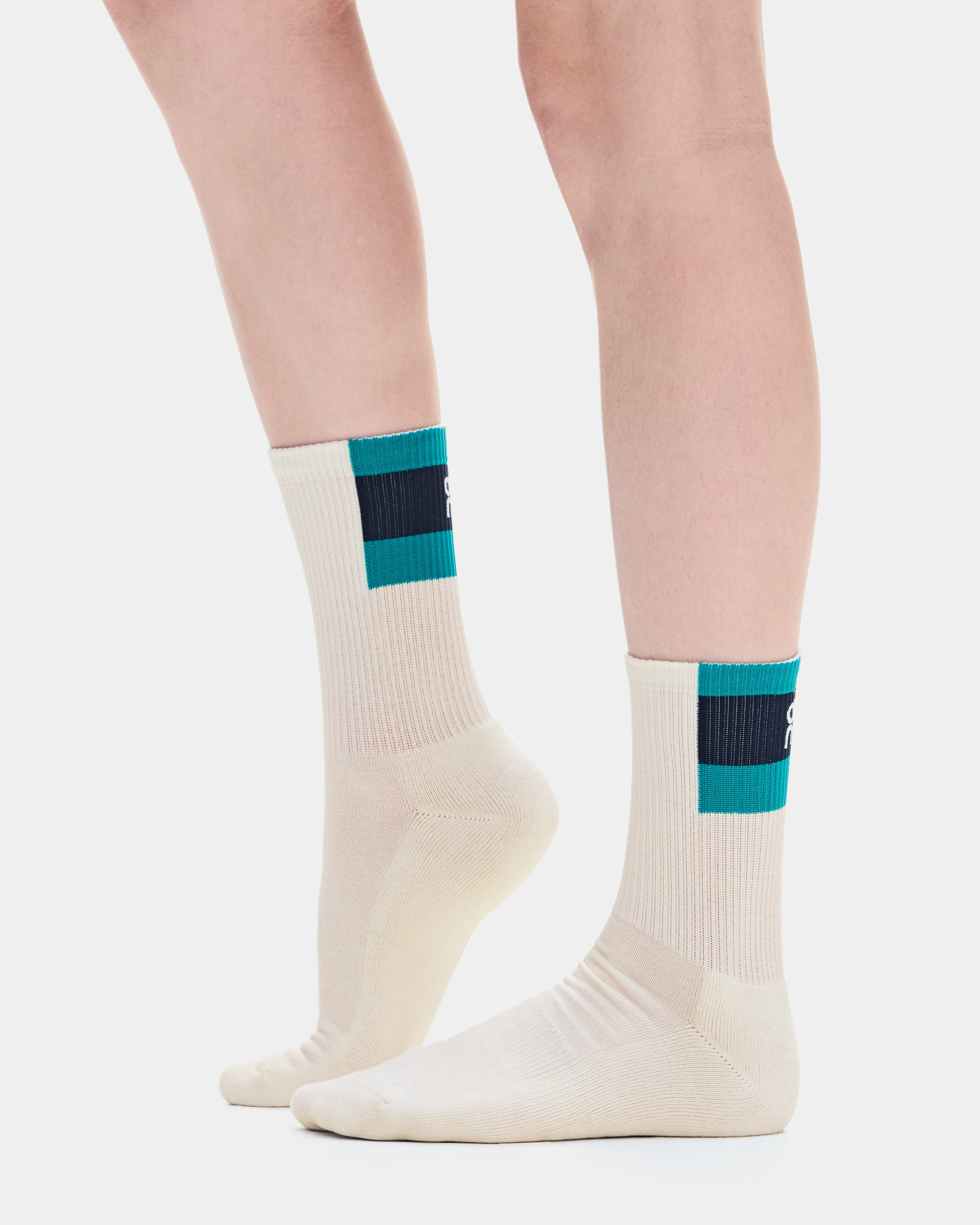 On Courtside Sock High 2P Ivory & Midnight Unisexe Chaussettes