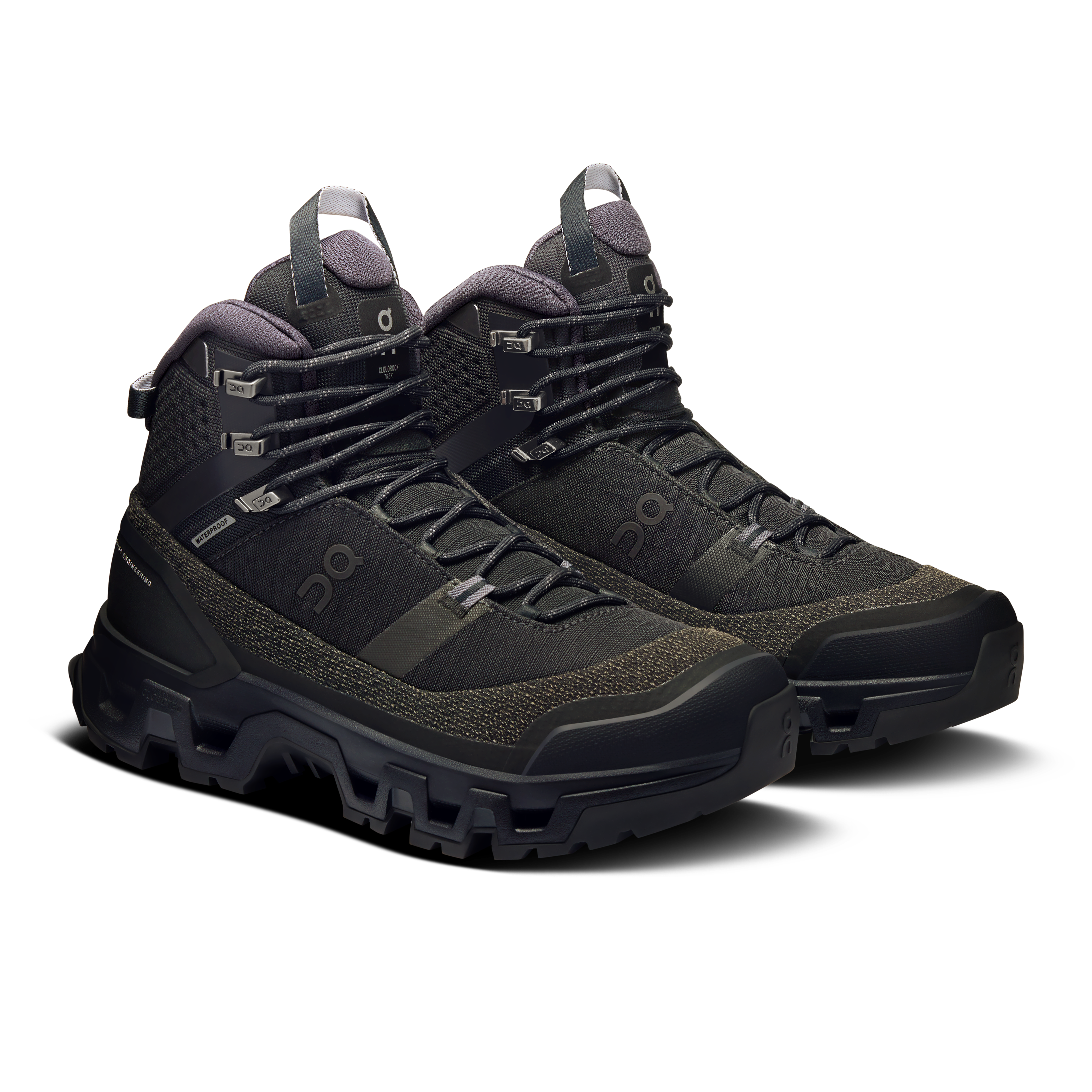 On Cloudrock Trek Waterproof Black & Black Femme Randonnée Chaussures