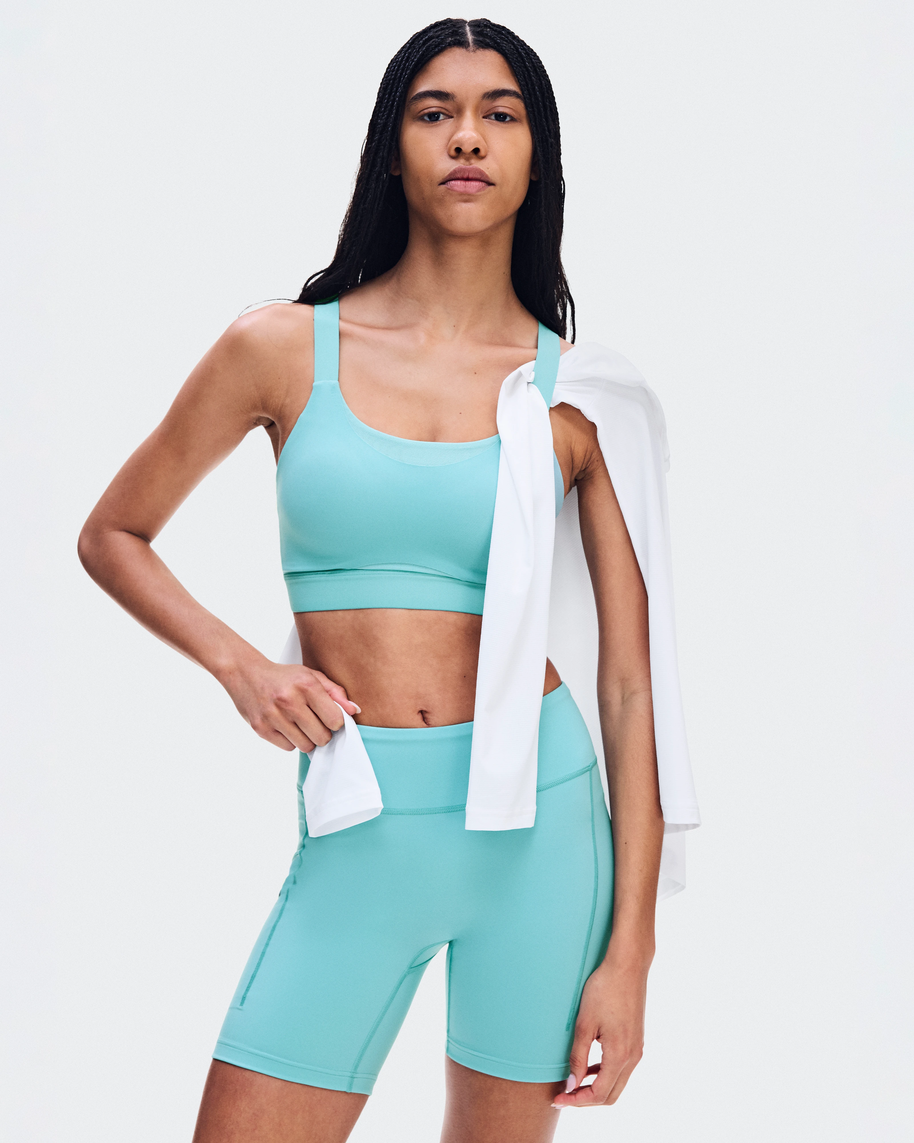 On Performance Tights Short Aquamarine Femme Leggings