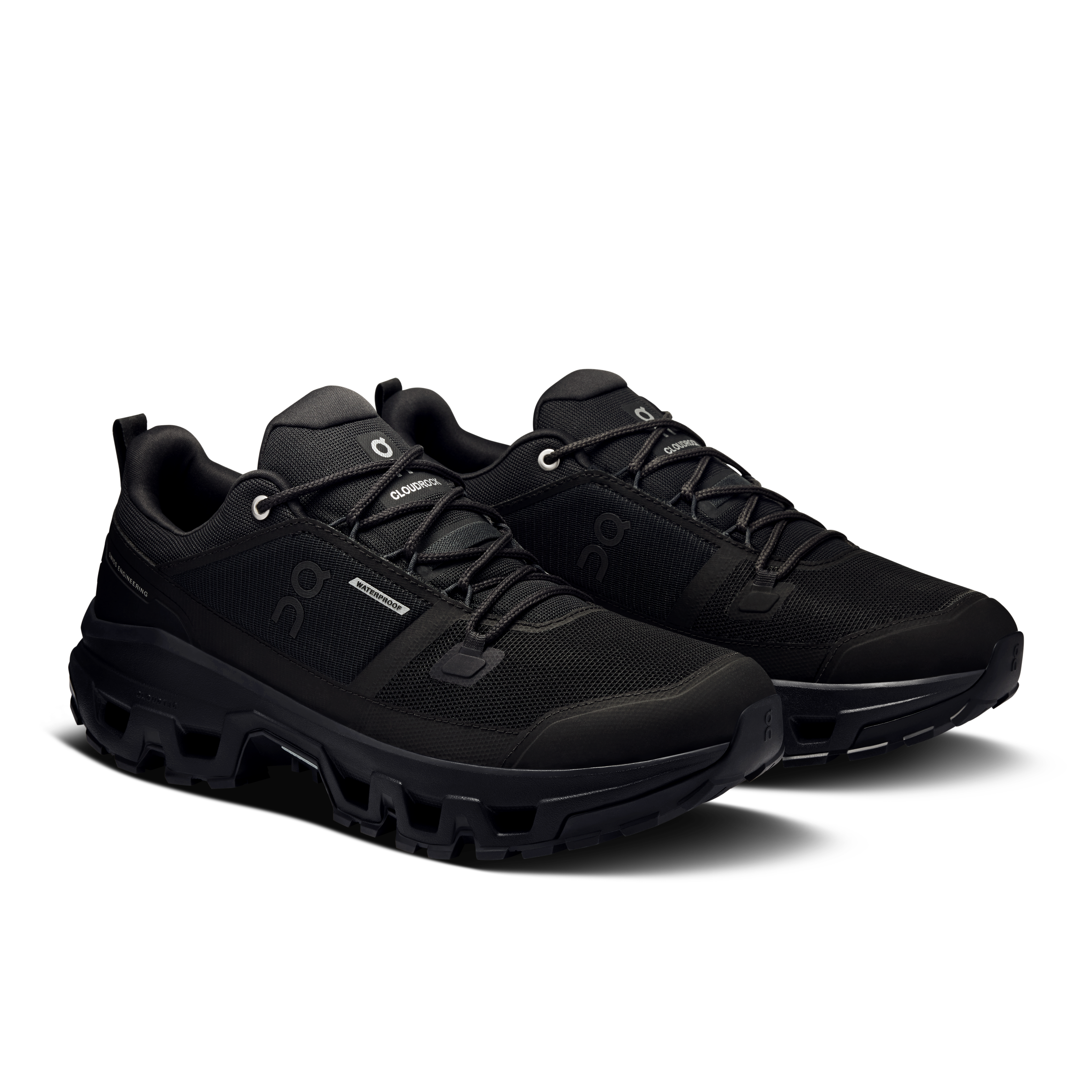 On Cloudrock Low Waterproof Black & Black Homme Randonnée Chaussures