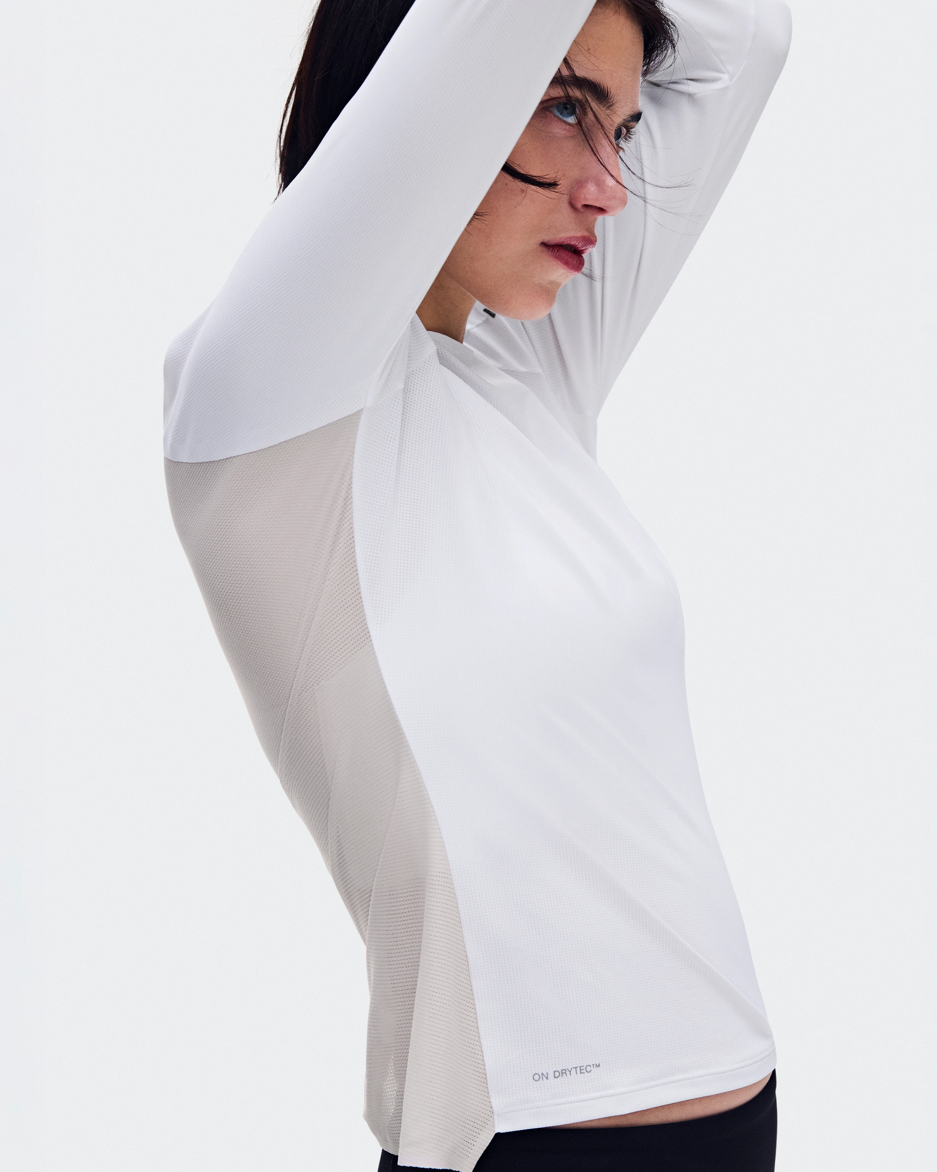On Performance Long-T White & Silver Femme Hauts et t-shirts