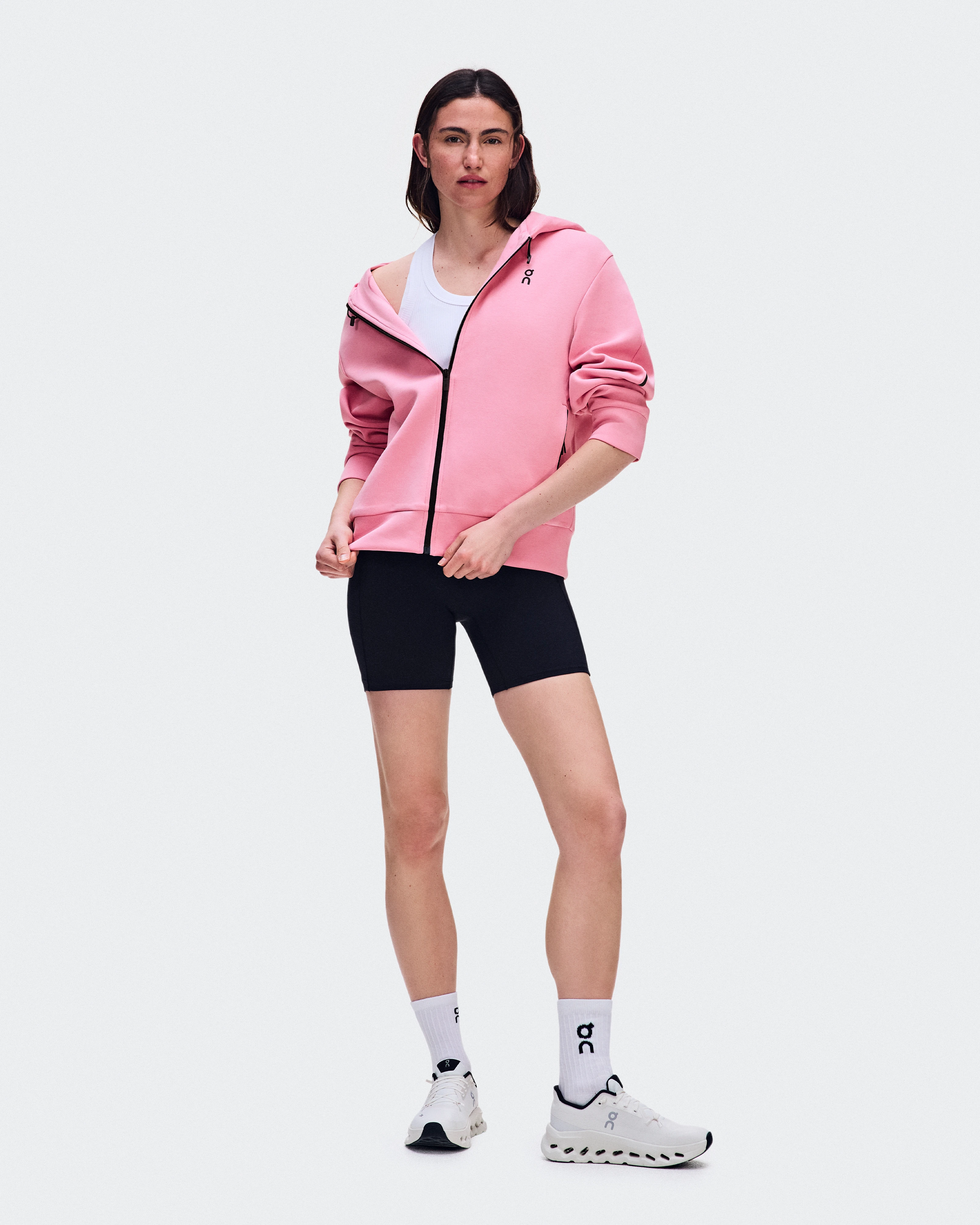 On Focus Tech Zip Hoodie Magnolia Femme Sweats à capuche et sweats